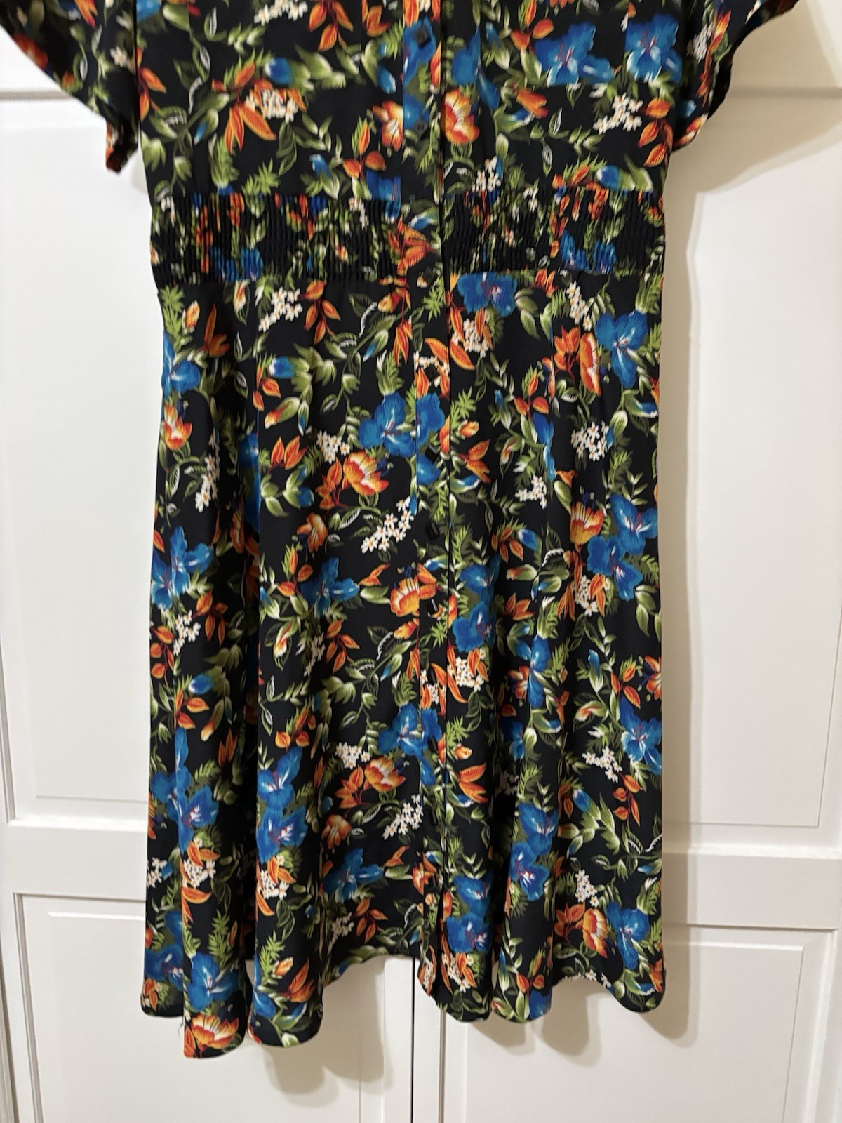 Vtg Y2K 1990’s Liz Claiborne Black Floral Short Sleeve Dress Size 6 Secretary