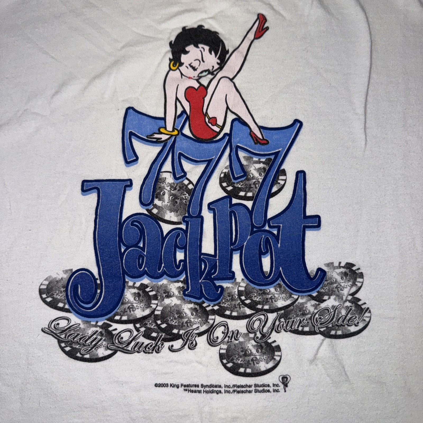 Vtg 2003 BETTY BOOP 777 JackPot Lady Luck Is On Your Side T-Shirt Sz XL