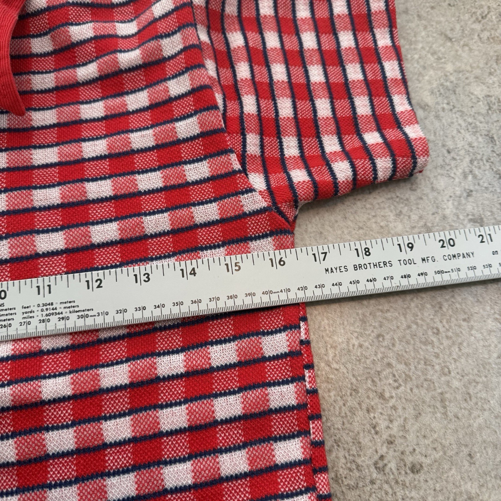 True Vintage 60s Norman Marcus Polo Shirt Women’s S Plaid Cute Boho 1960s Red