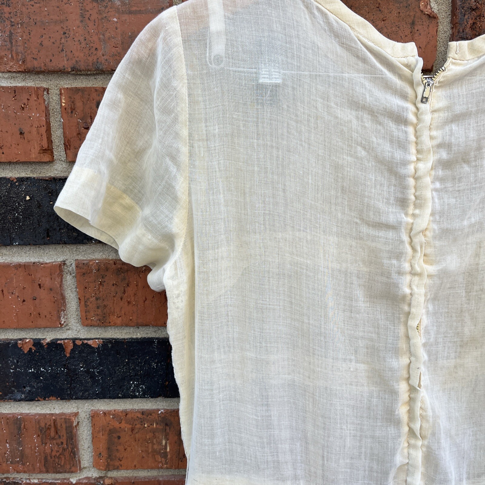 Vtg 50s 60s Sheer Rockabilly Shirtwaist Fit Flair Day Dress M/L