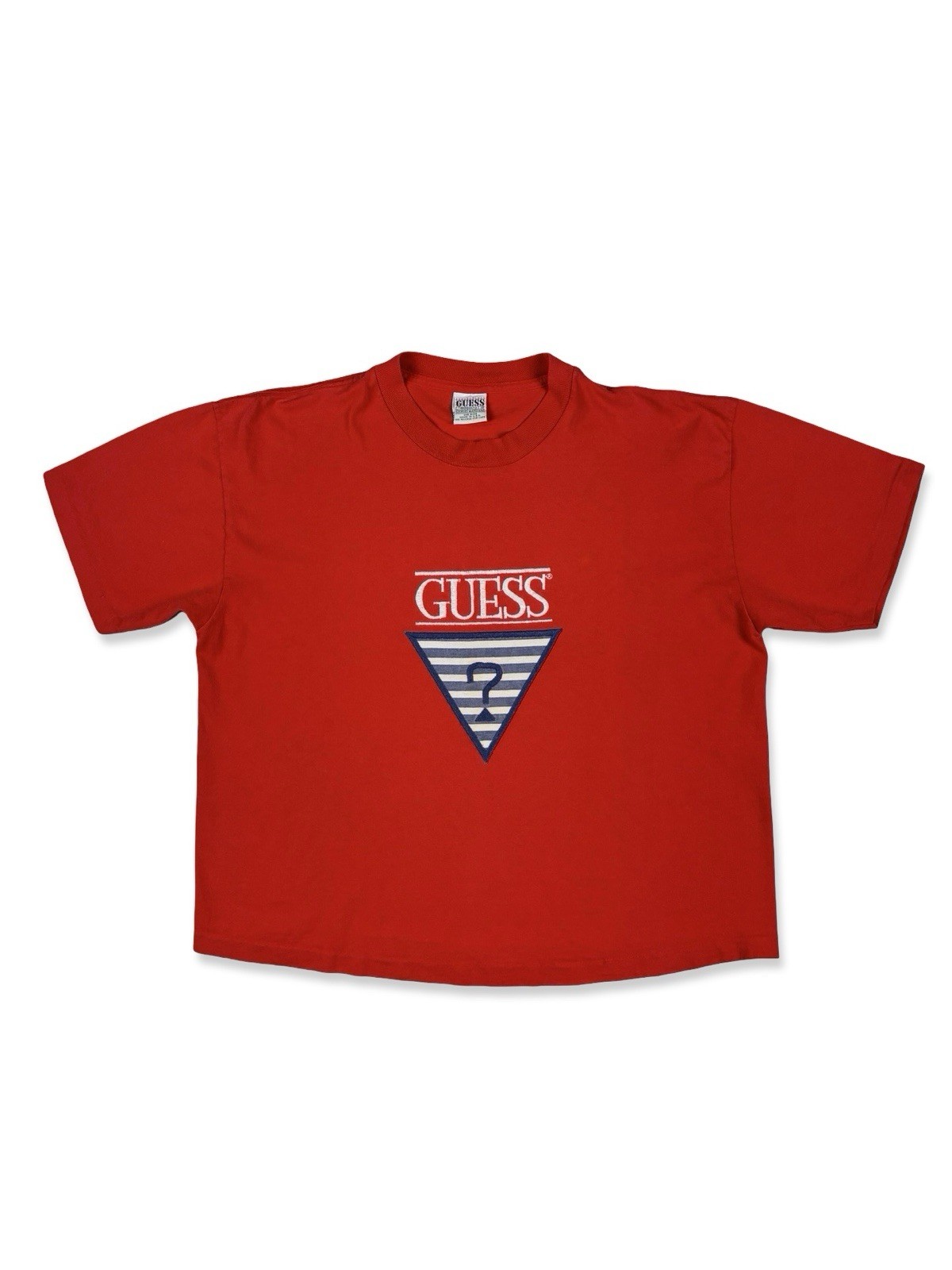 GUESS Georges Marciano VTG 90s Red Single Stitch Baggy Crop T-Shirt OS