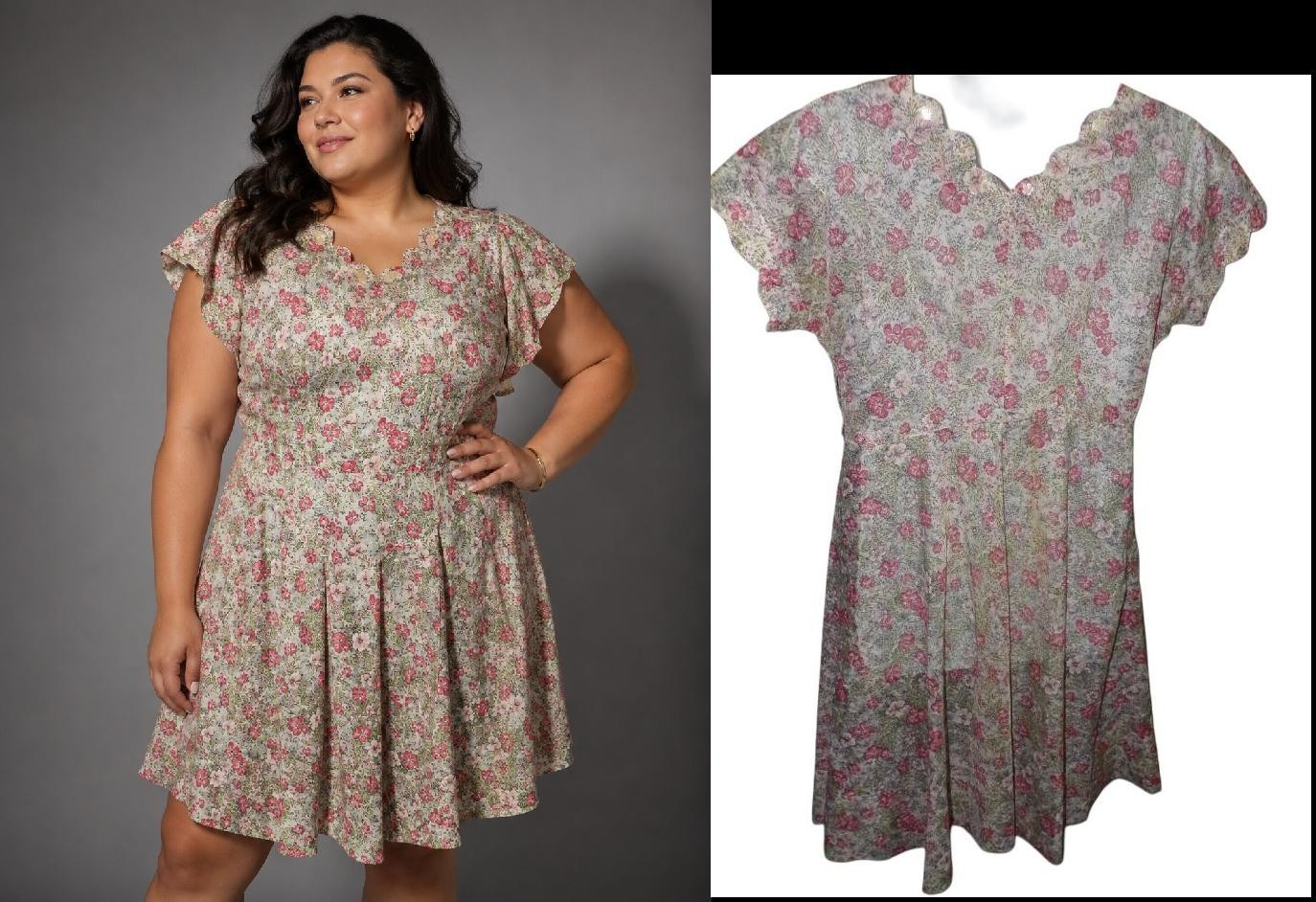 FLORAL VTG 1950s VOLUP Cottage Core Milkmaid Fairy Boho Summer Party Retro DRESS