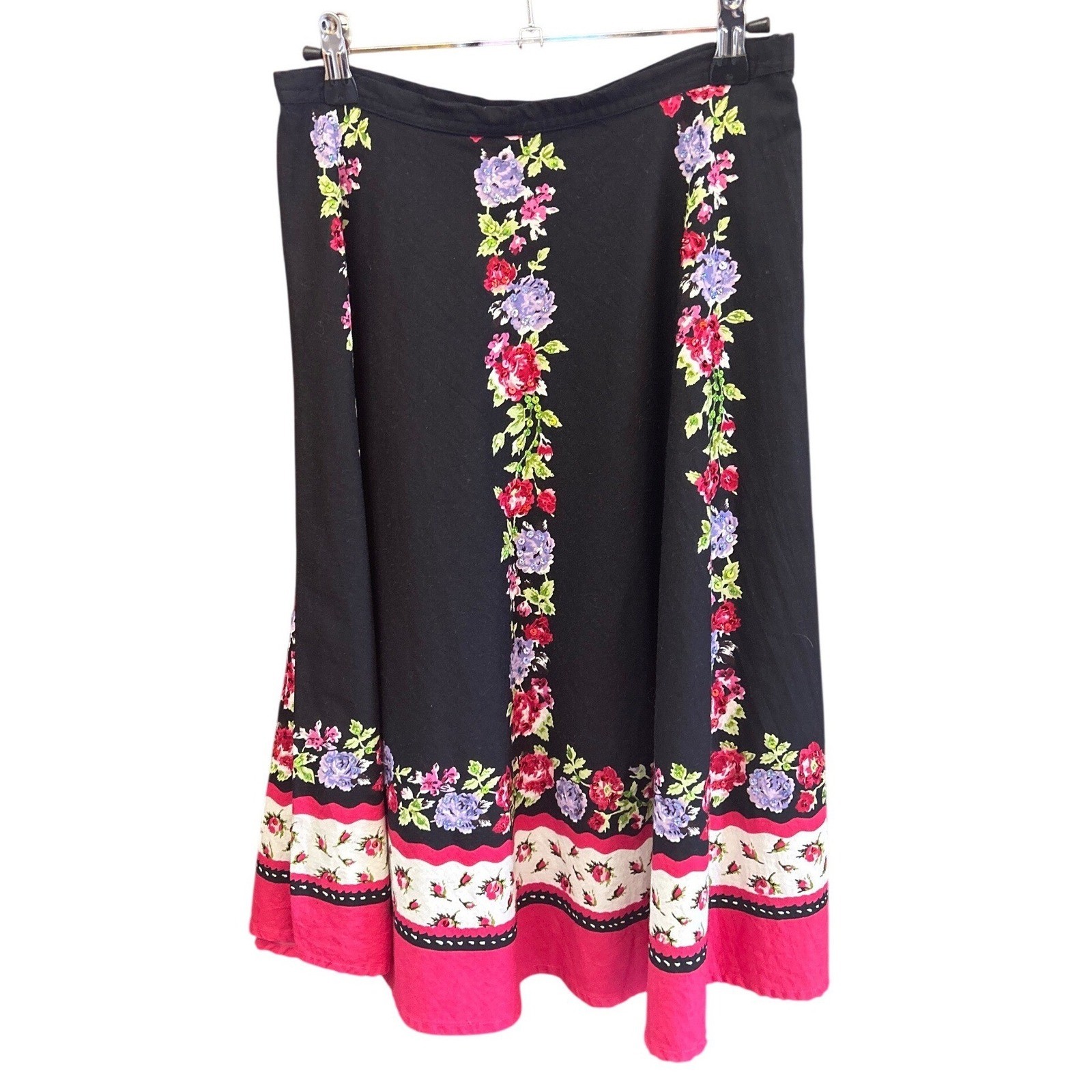 Vintage 90s Willi Smith Floral Midi Skirt Cottagecore Whimsigoth, Cottagecore