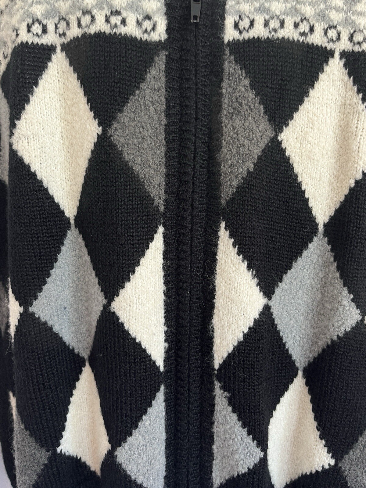 Vtg Koret Acrylic Wool Knit Sweater Vest S Argyle Diamond Black Grandma Yuppie