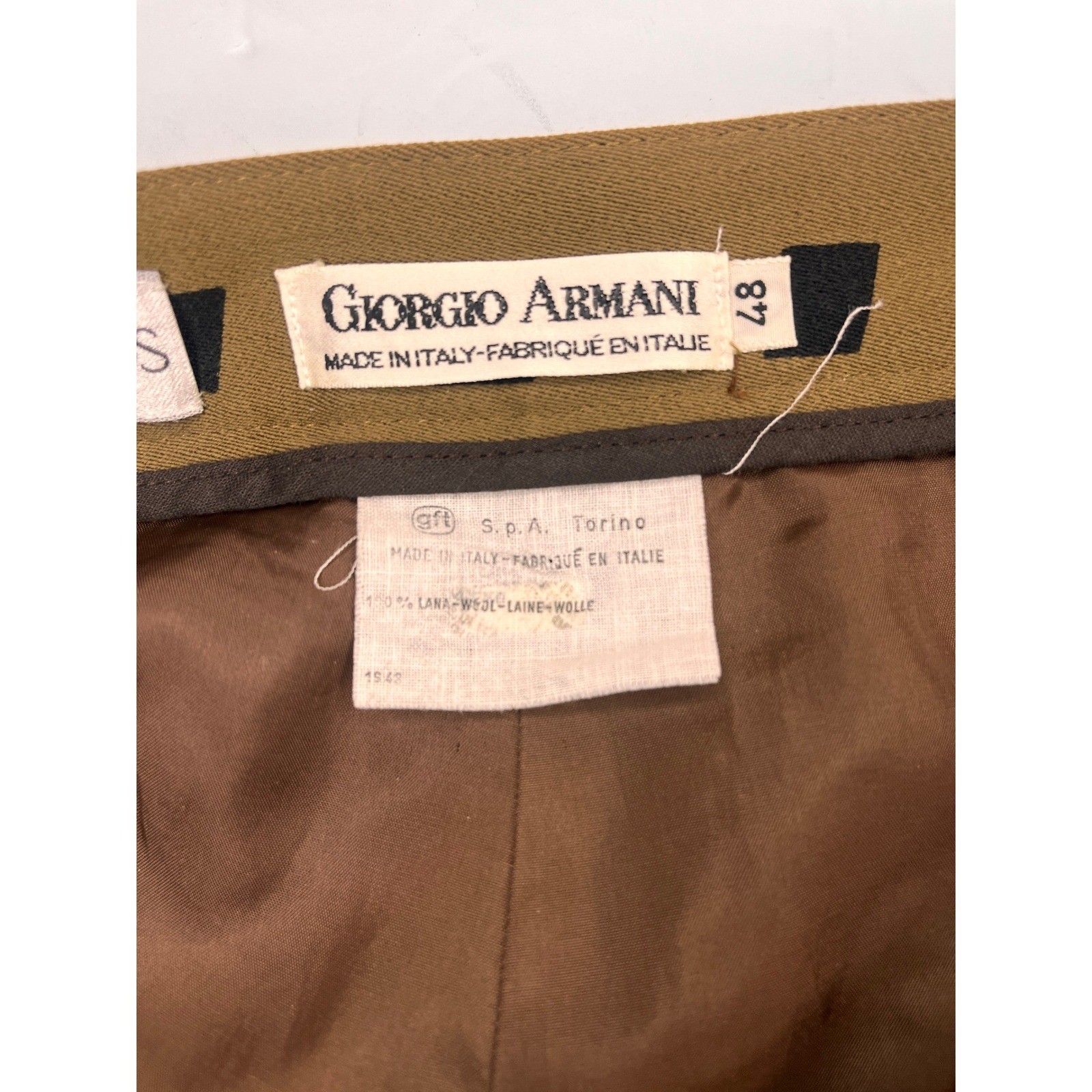 Giorgio Armani Vtg Wool Culottes Diamond Print Wide Leg Shorts IT 48 / Waist 30
