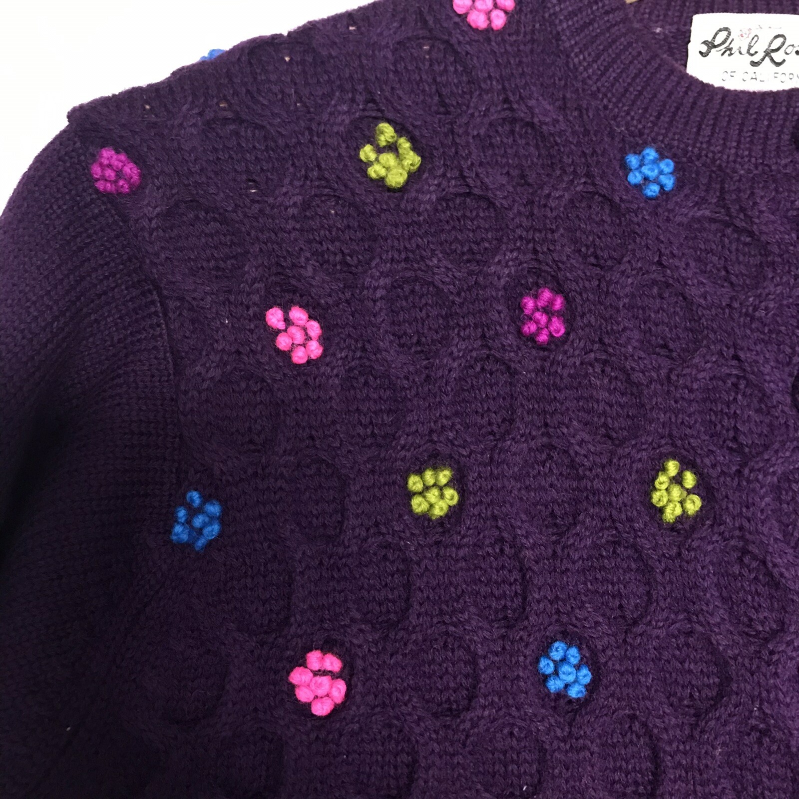 VTG Phil Rose California S Cardigan Pantsweater Wool Purple Grandmacore Cottage