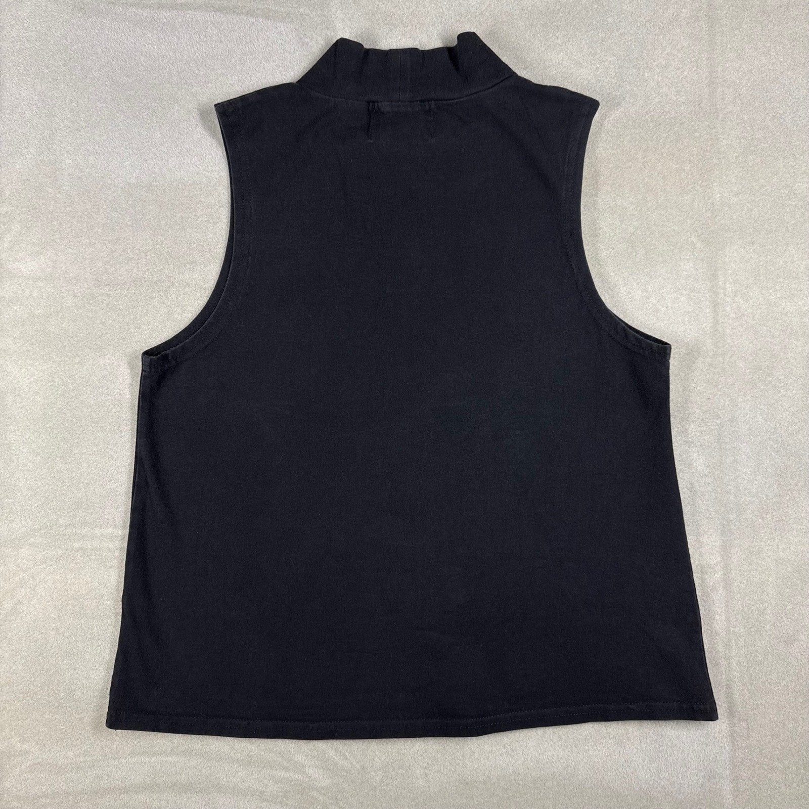 Vintage Stussy Women Black Mock Neck Sleeveless Logo Graphic Tank Top Small