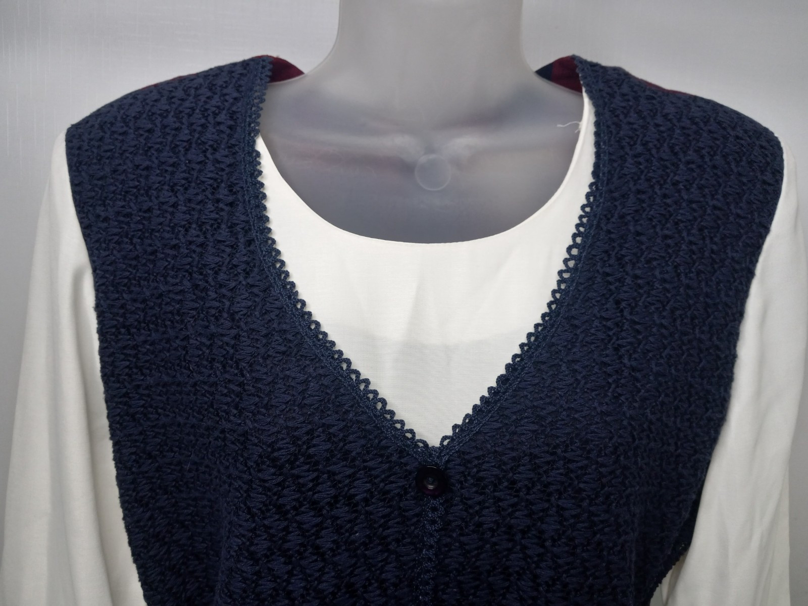 Allison-Che Dress Sz 8 Vintage Blue/Red Checked w/Navy Blue Vest School Teacher