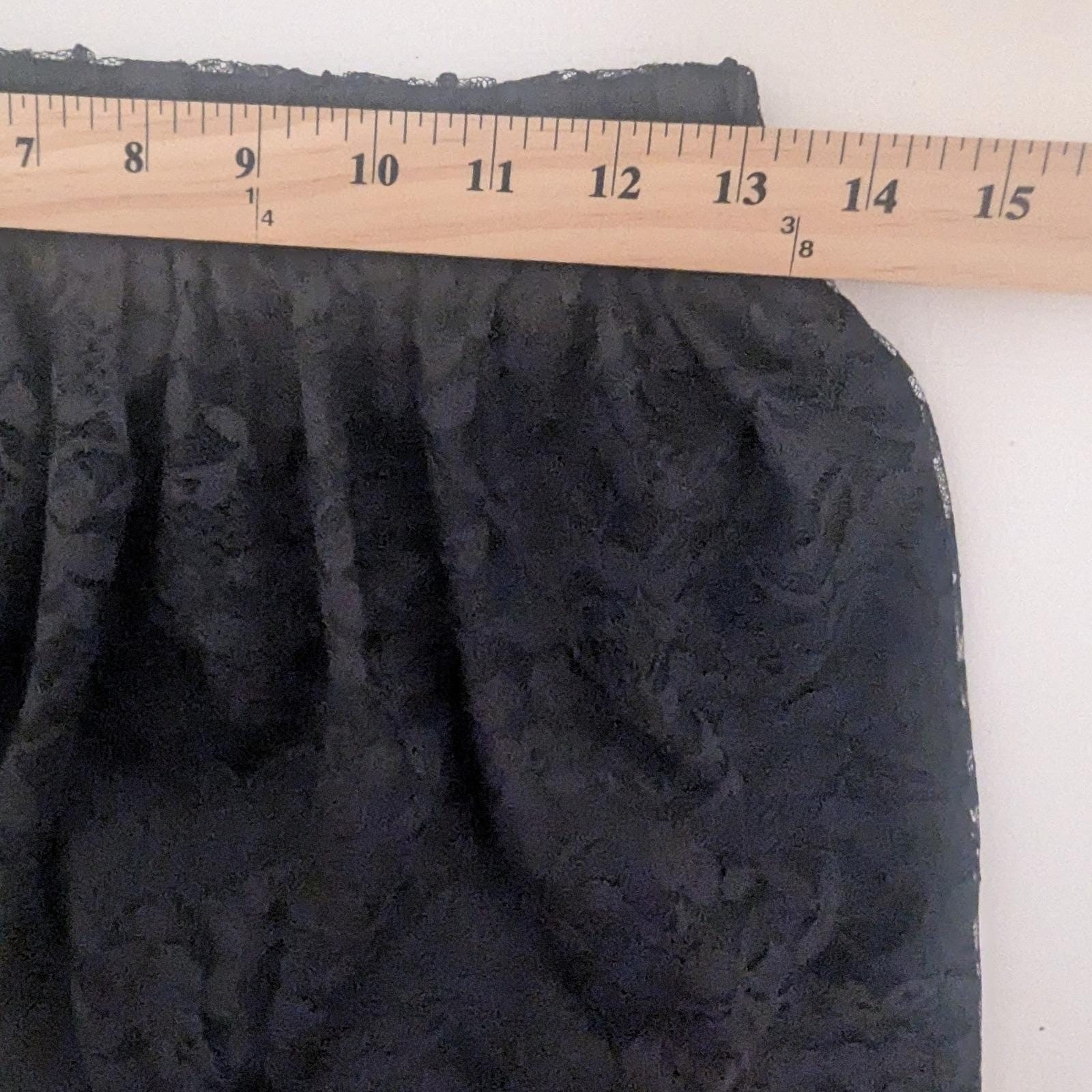 Vtg Maxi Skirt Black Lace Floral Elastic Waist Sz L Whimsigoth Dark Romantic