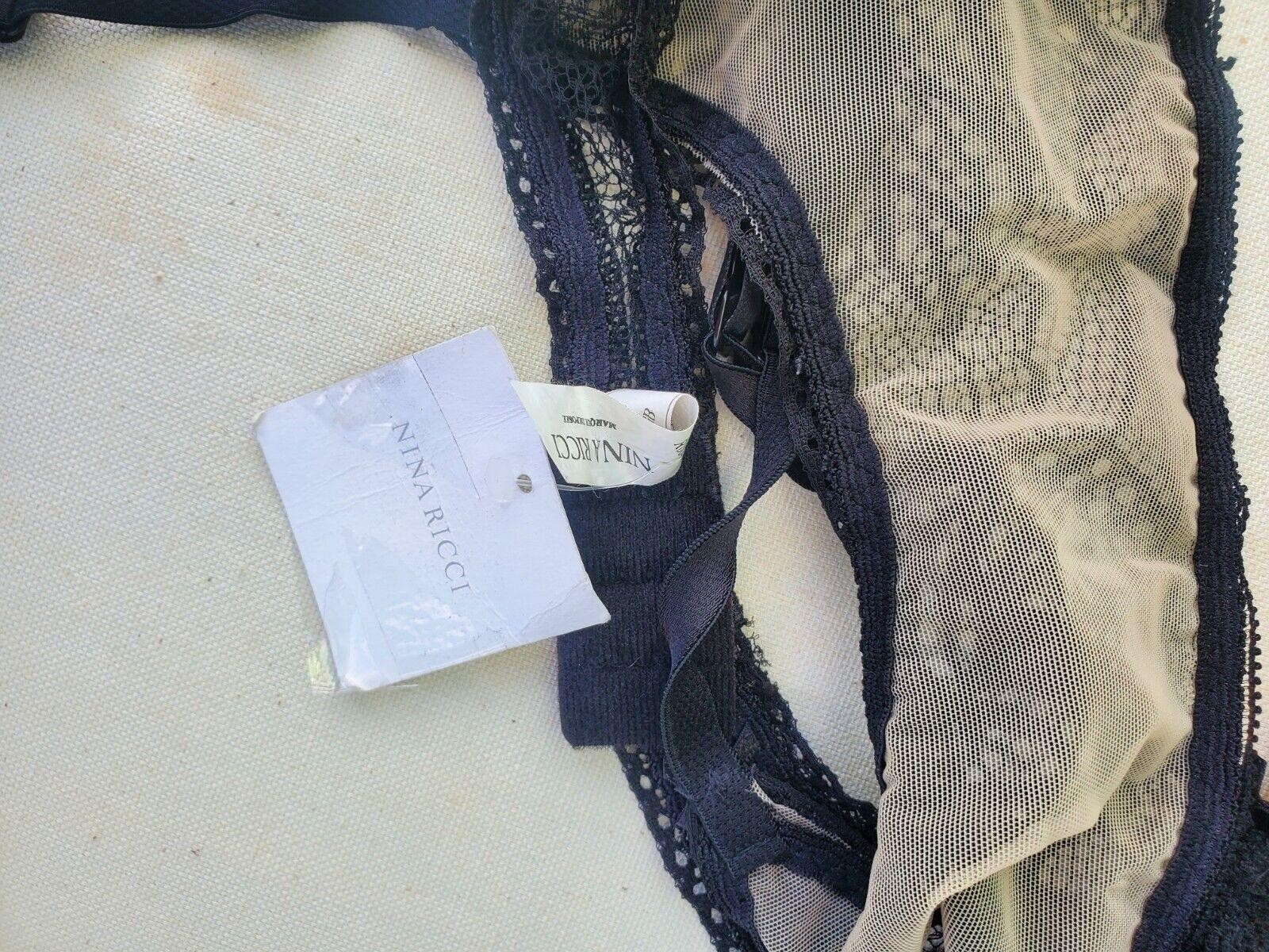 NINA RICCI France Black Lace Garter Belt Suspender Lace Trim Size US M EU 3 New