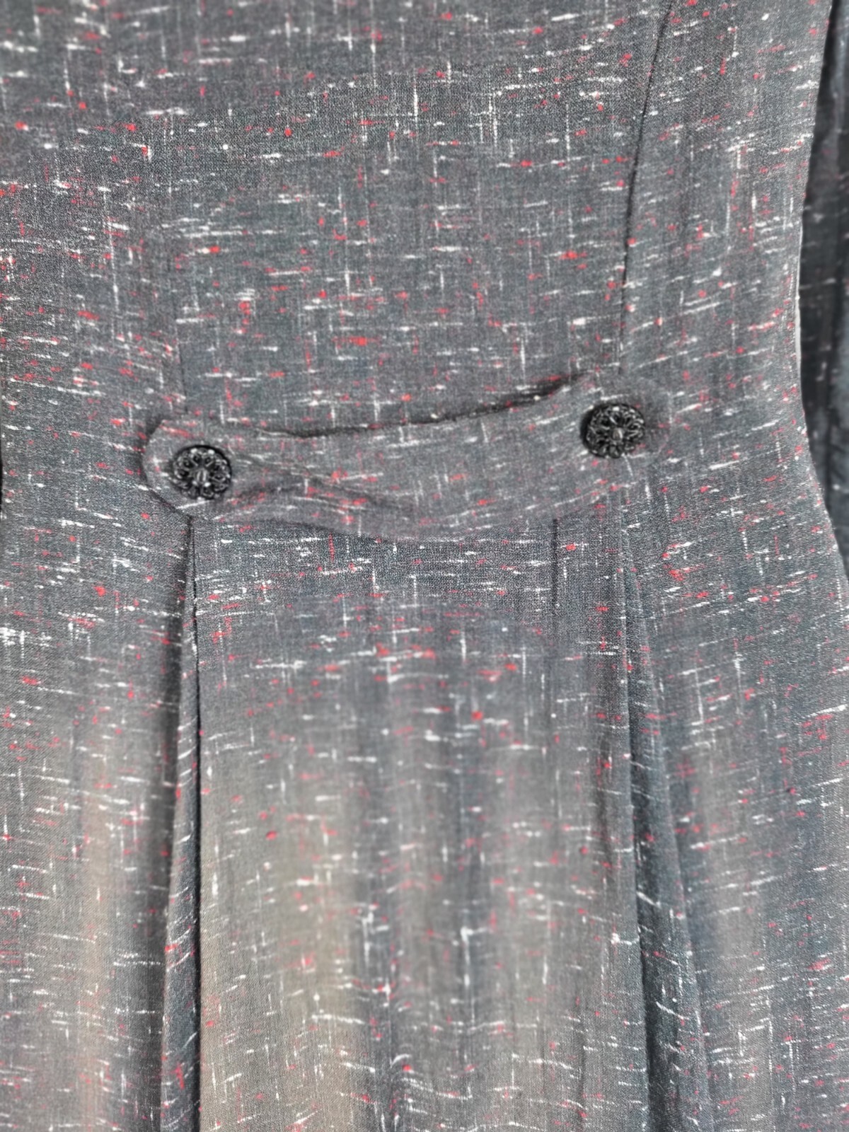 Antique 1960s -1970s Dark Gray Coat-Dress Handmade Size S/M Vintage Old Fashion
