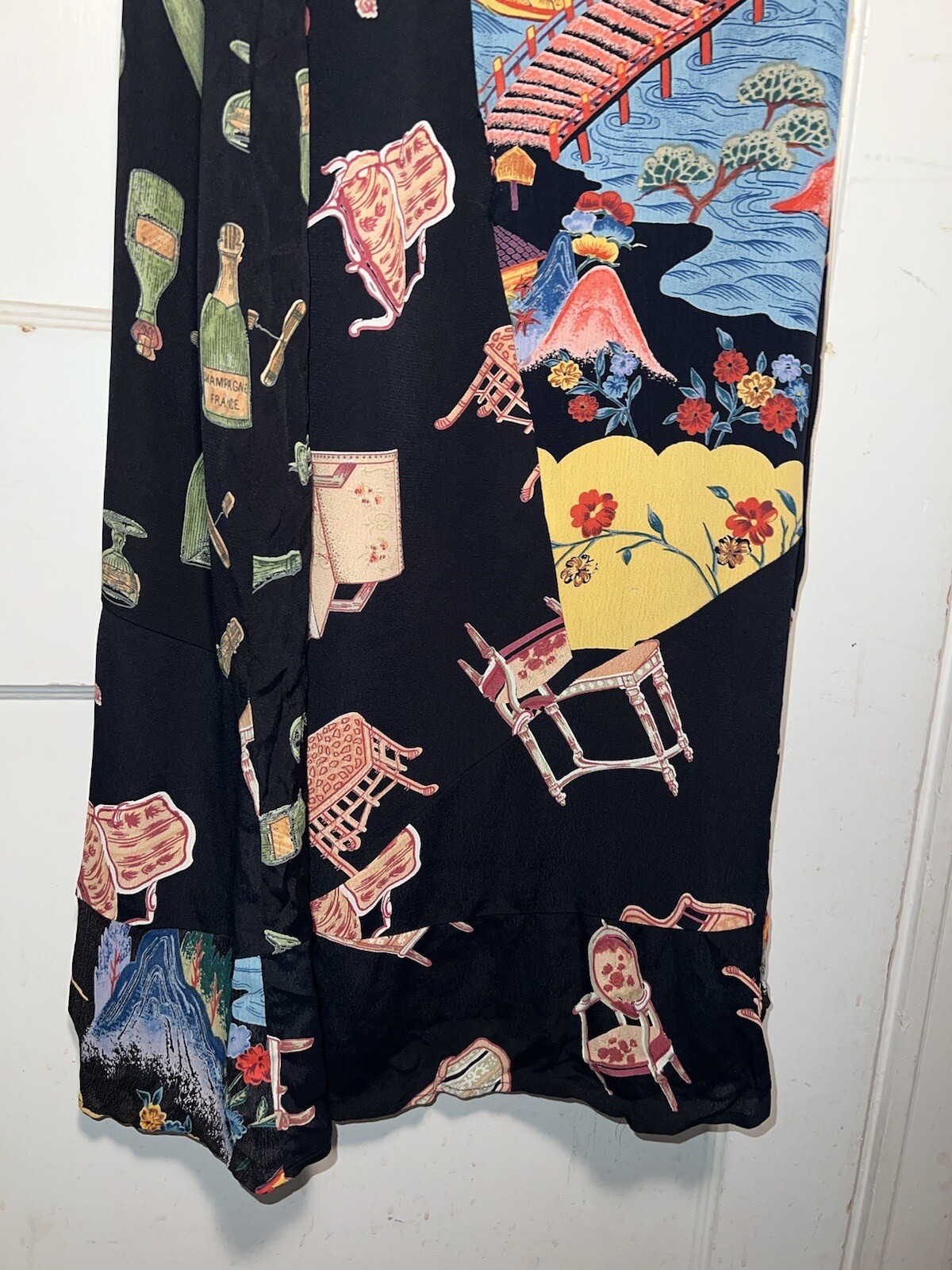 Vintage Citron Maxi Dress Rayon Sleeveless Patchwork Size S. d387