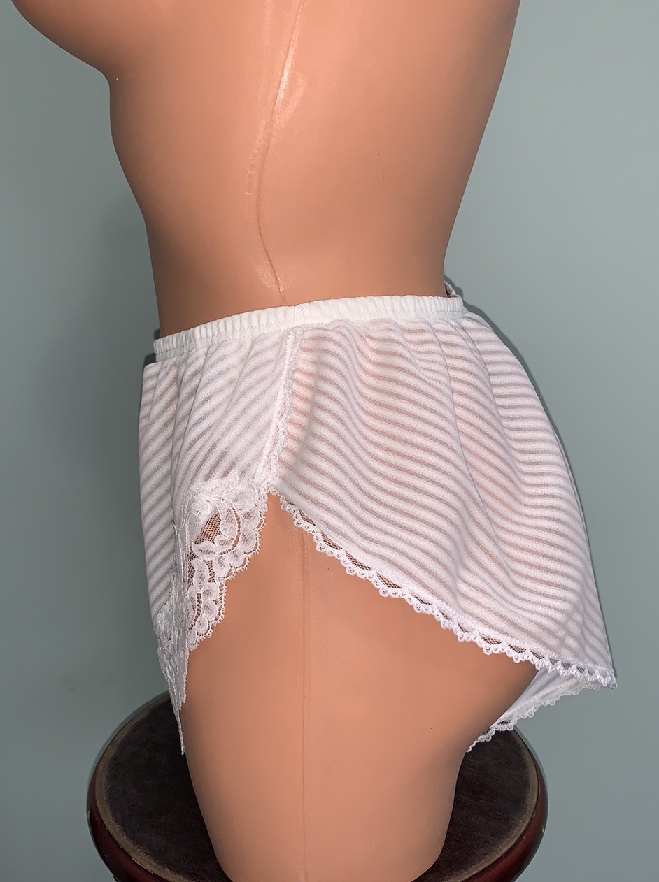 Vtg SHEER CHIFFON Lorraine Flutter Hi Thigh Panties 100% Nylon S 5