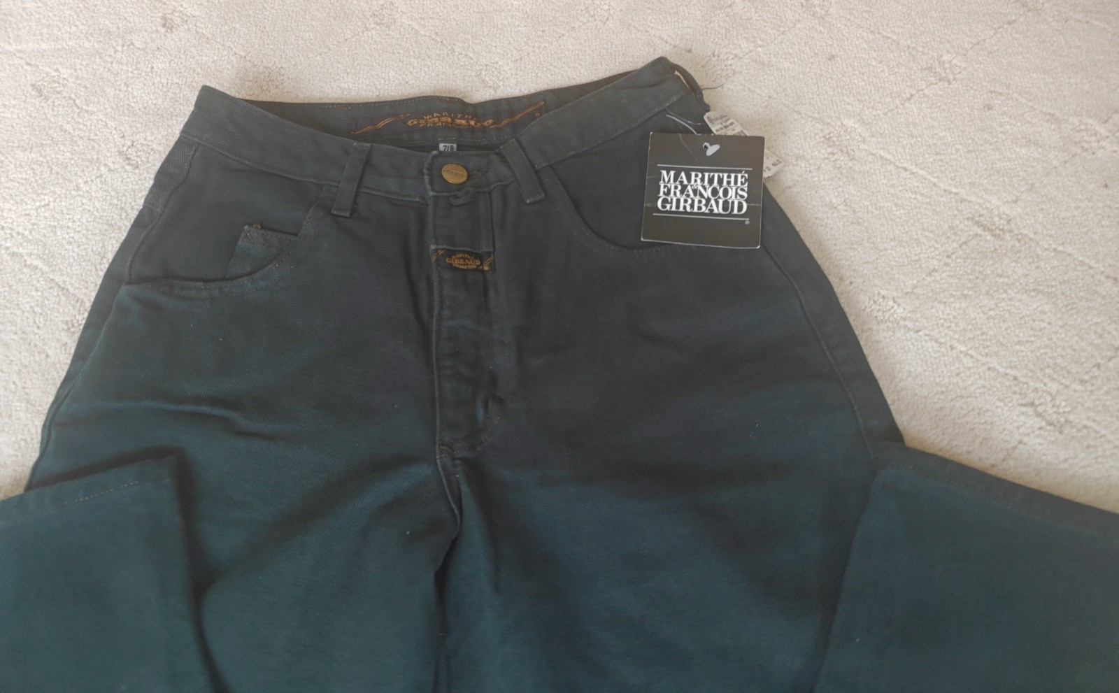 NEW TAGS MARITHE FRANCOIS GIRBAUD PINE GREEN VTG 1990s 7/8 Skinny Cowboy Jeans