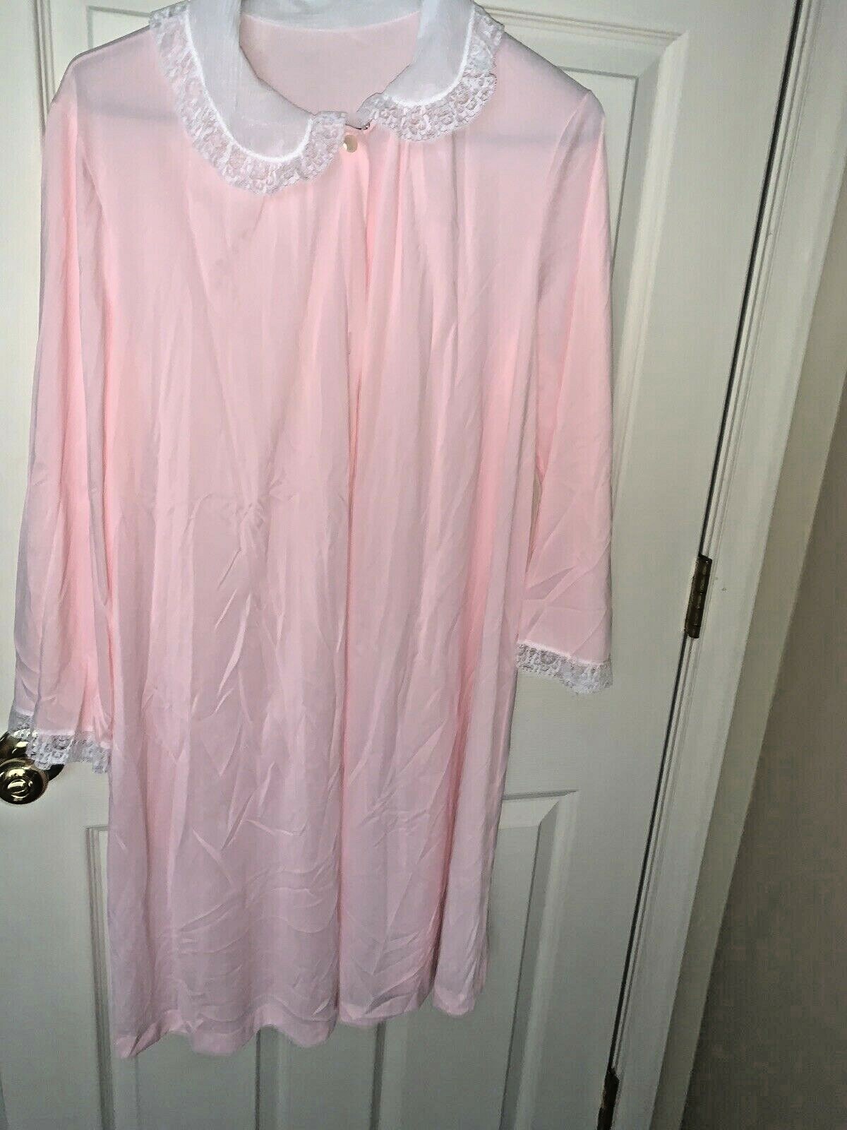 Vintage Vanity Fair Pretty Pink Boudoir Robe Sz 38 Satin Ruffle Accent ❤️tb11j3