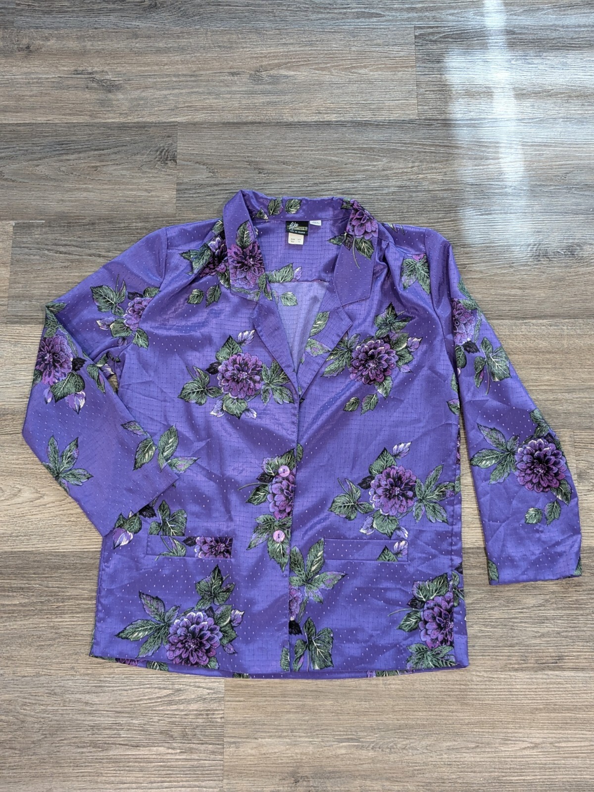 VTG Pyke Limited 80’s Light Floral Collared Blouse Blazer w/ Pockets Women’s 14