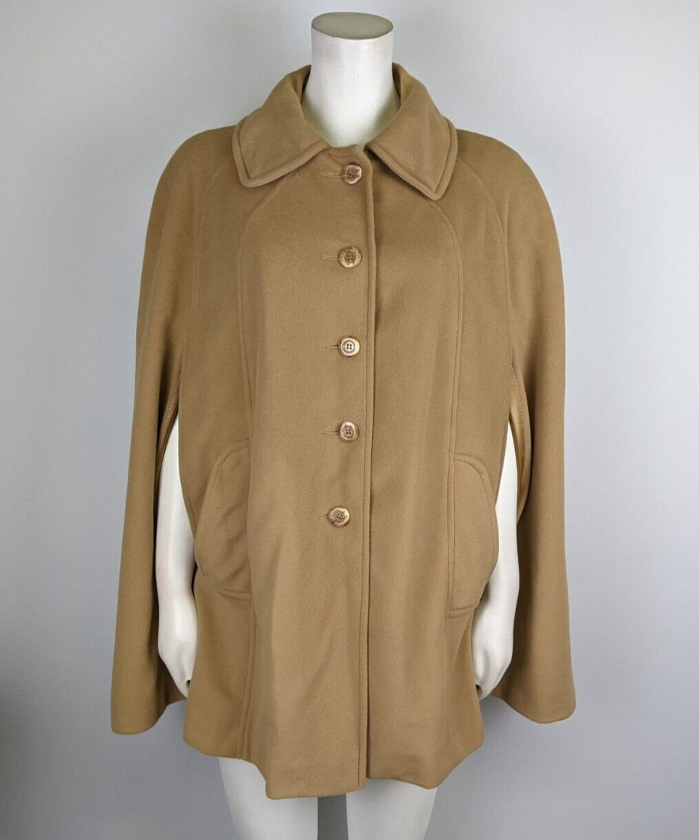 Vintage Women’s Cape Coat Poncho Tan Brown Classic KASHMIRACLE