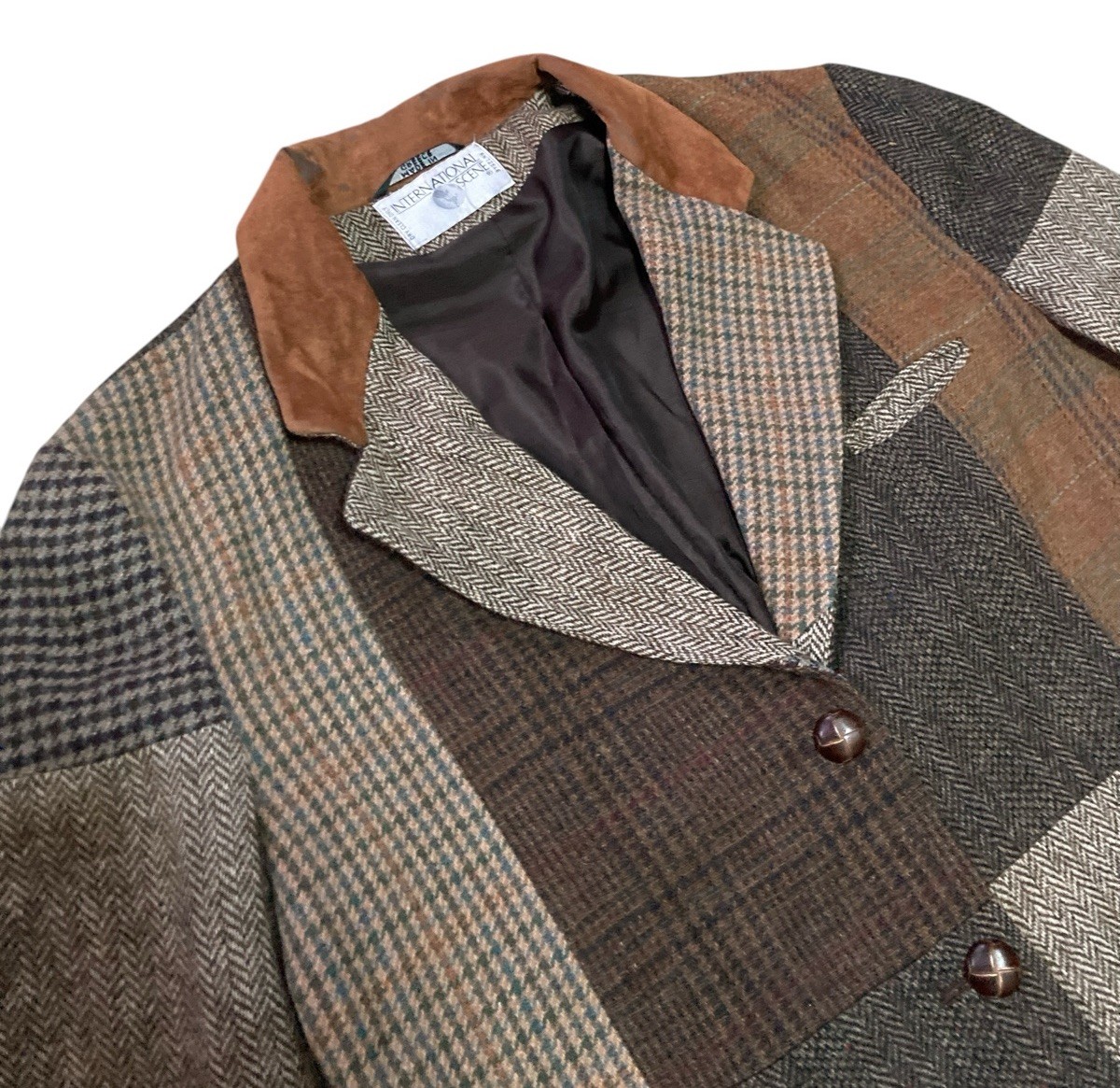 VTG International Scene Wool & Suede Patchwork Sport Coat Women’s size 13/14