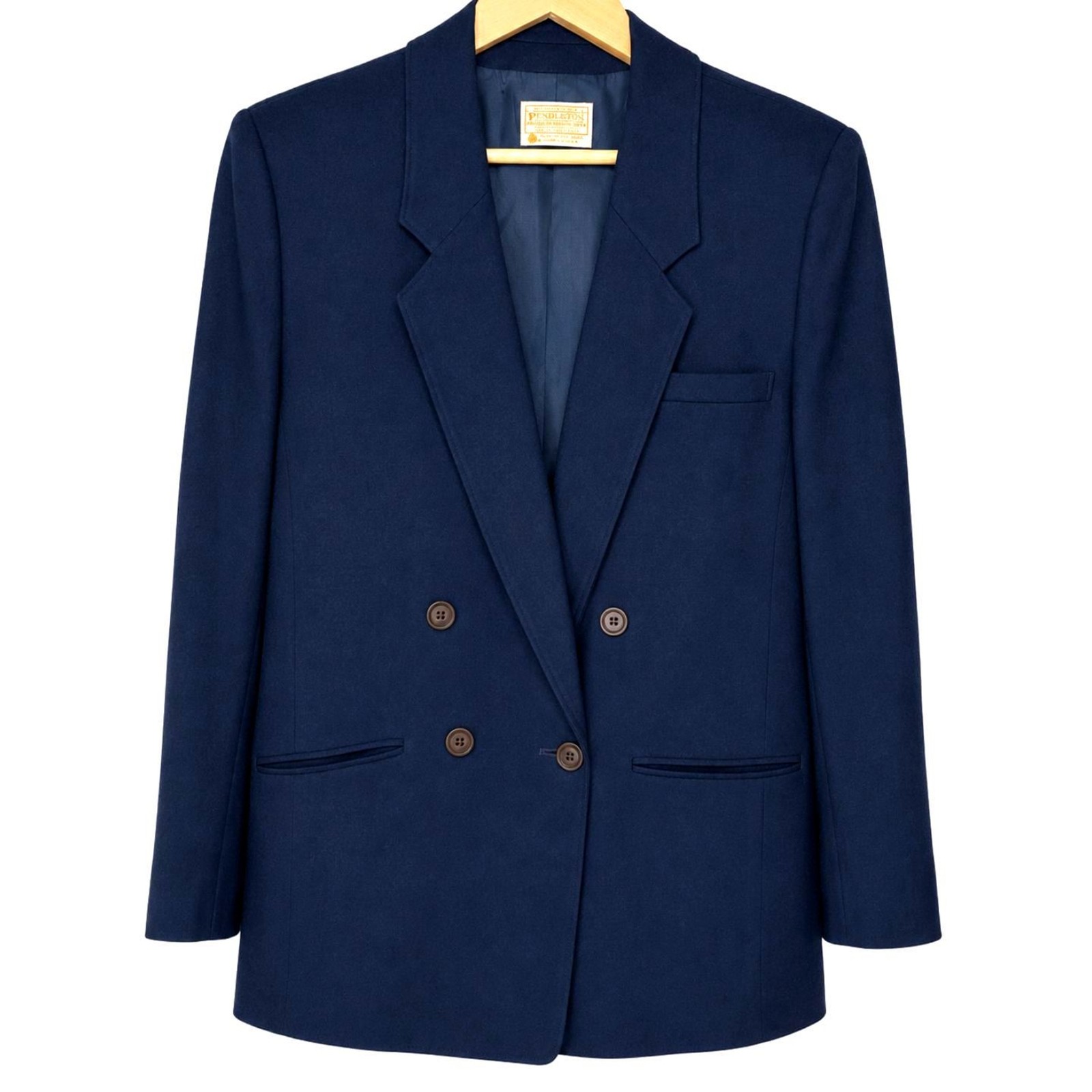 Vintage Pendleton Navy Blue Virgin Wool Double Breasted Women’s Blazer Classic