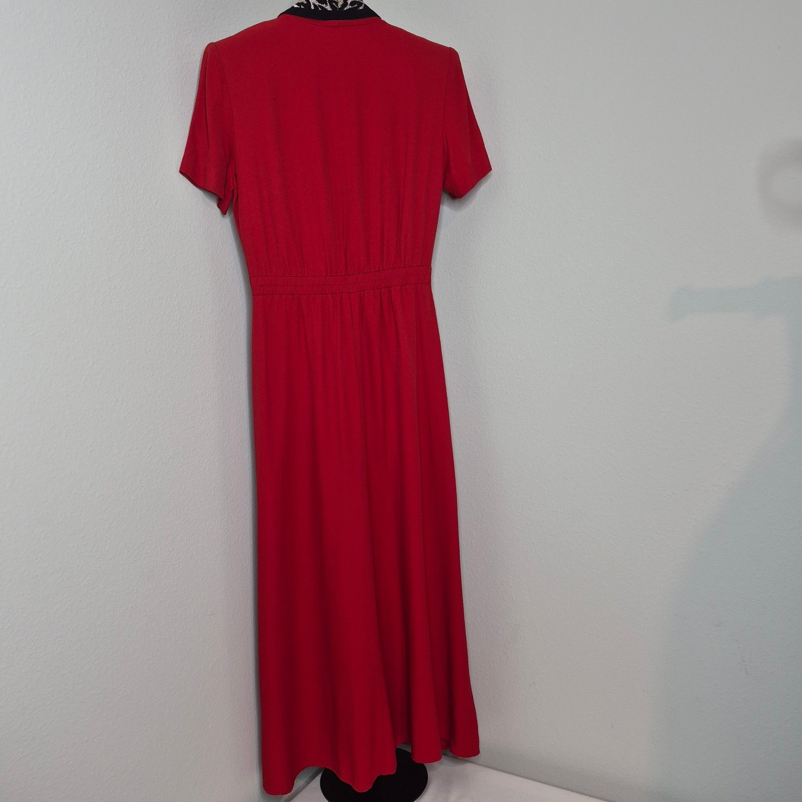 Vintage 80s Danny & Nicole Red Dress Animal Print 8 Made in USA Maximalism Retro