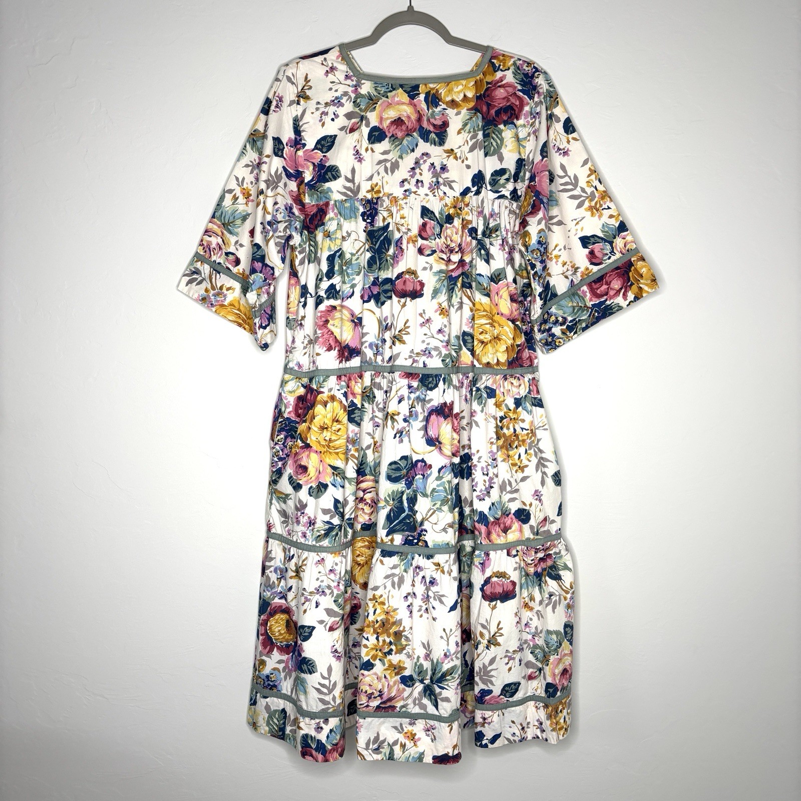 Dress Vintage 1970’s STAR OF INDIA Tiered Floral cotton Cottagecore Festival M