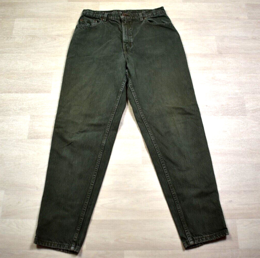90s Levis 551 Womens Green Relaxed Fit Tapered Leg Denim Jeans 30″ Waist VTG