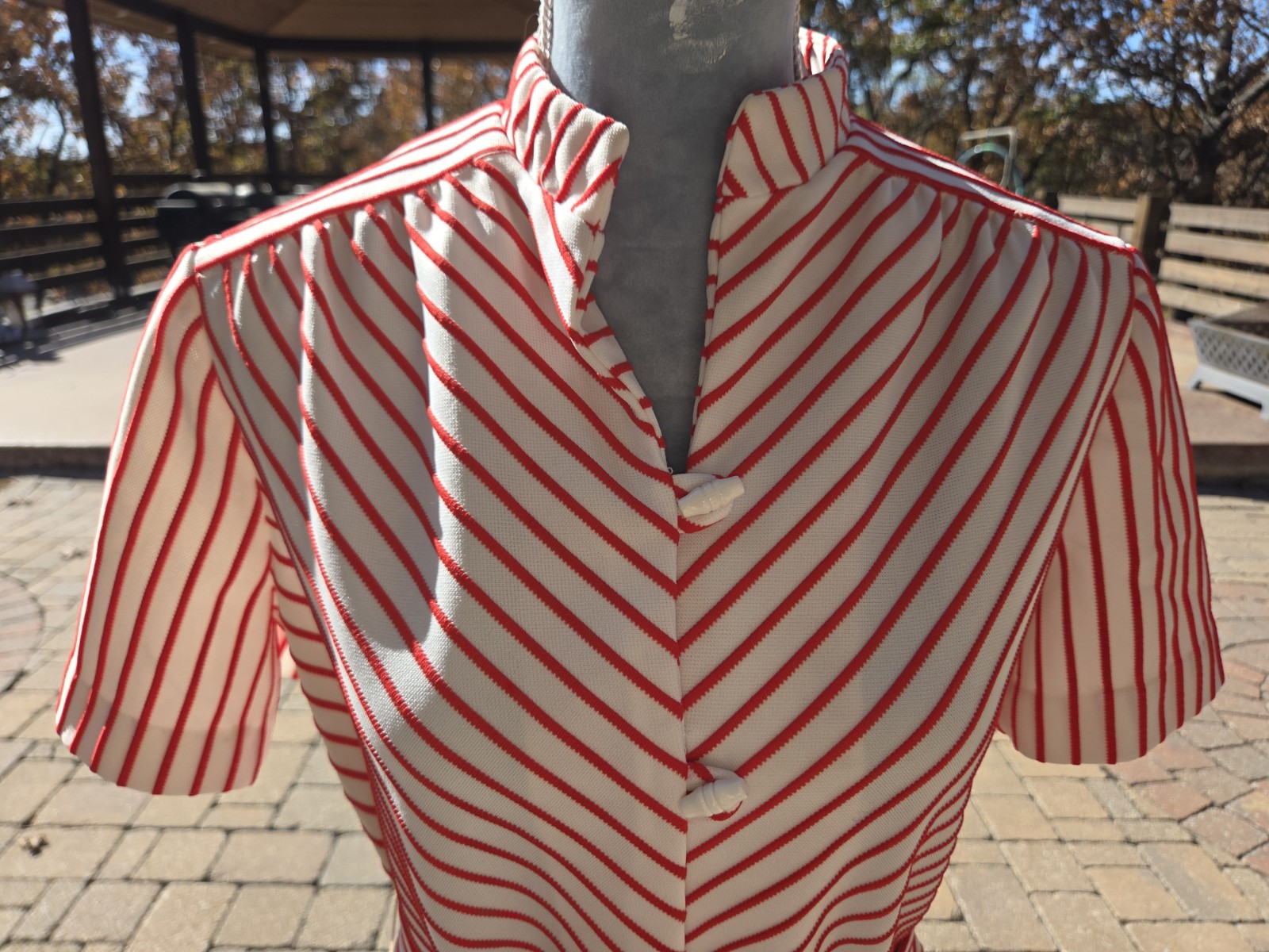 Vtg 60s Mr Jack Dallas White & Red Romantic Classy Pleated A Line Dress W Belt