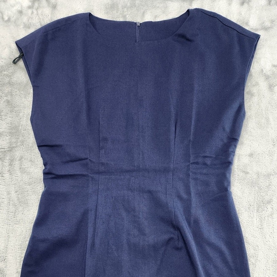 Vintage Jeffery & Dara Dress Womens 5/6 Blue Pencil Sheath Cap Sleeve Preppy