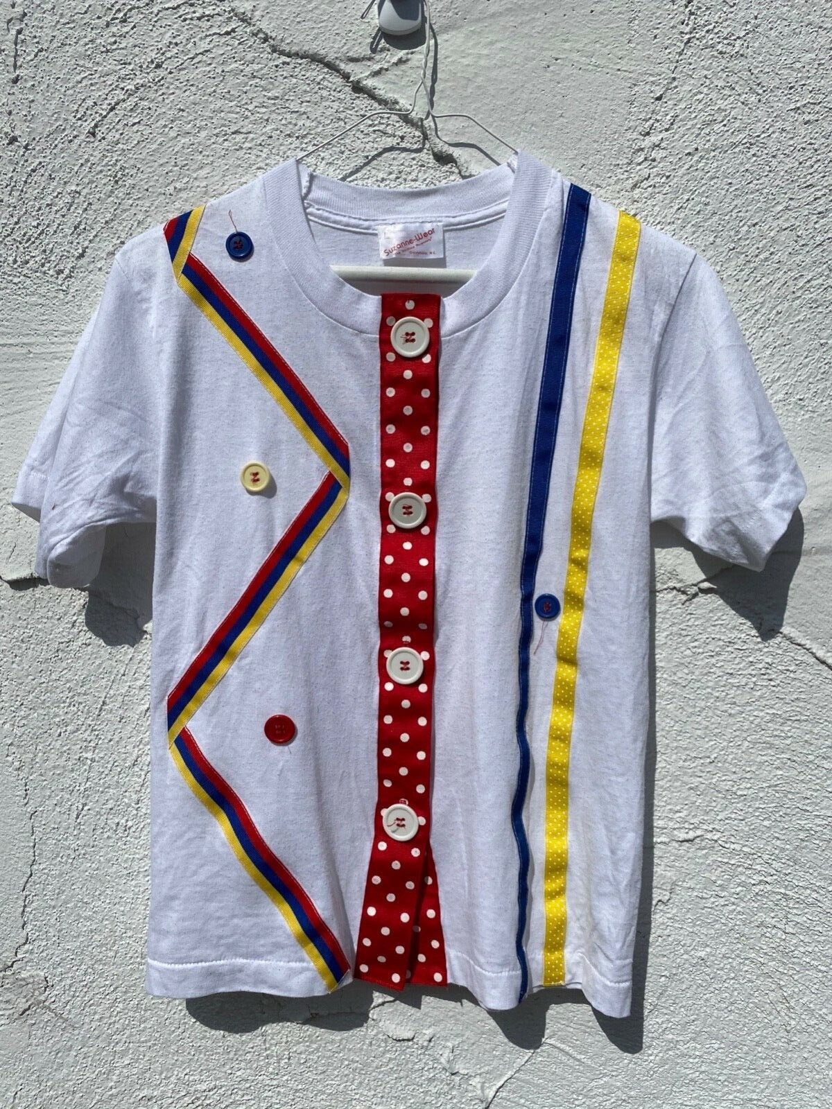 Vintage 80’s Homemade Clown T shirt Youth L or Women XS/S Very weird Ribbon OOAK