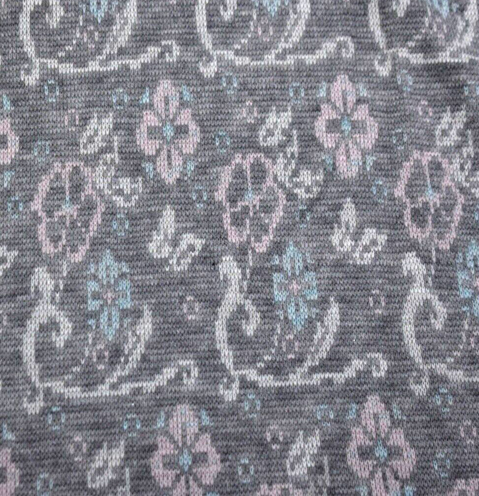 80s Sweater Dress Gray Floral Coquette Snow Bunny VTG 1980s