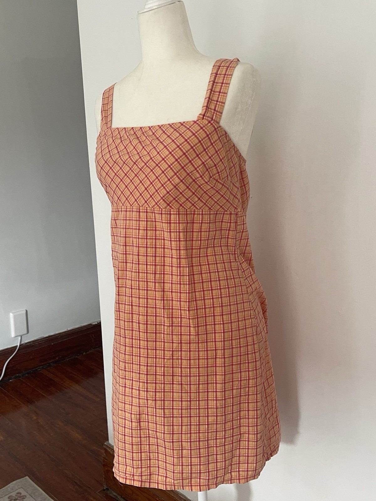 Vintage Y2k Plaid Tank Summer Dress – Pink & Orange Cream Size 11