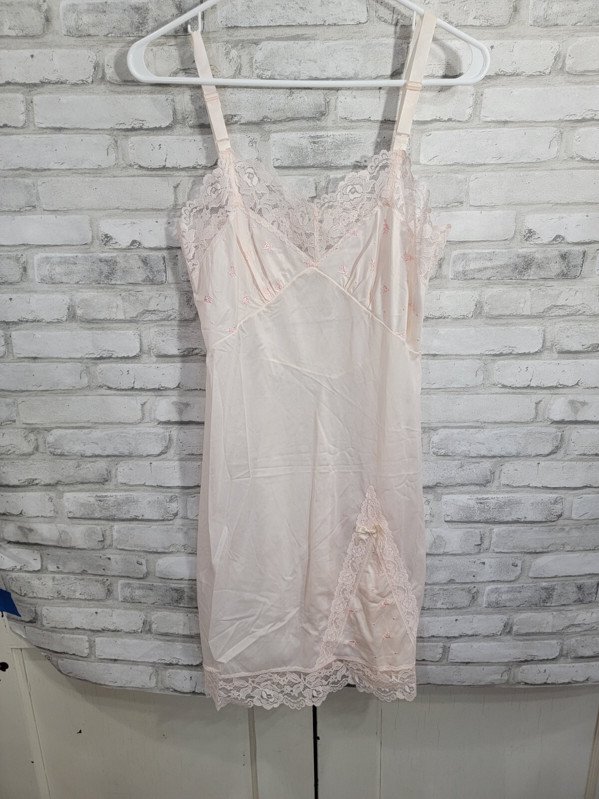 Vintage Dixie Belle Size 34 Short Satinette Style 7224 Light Pink Nightgown Cami