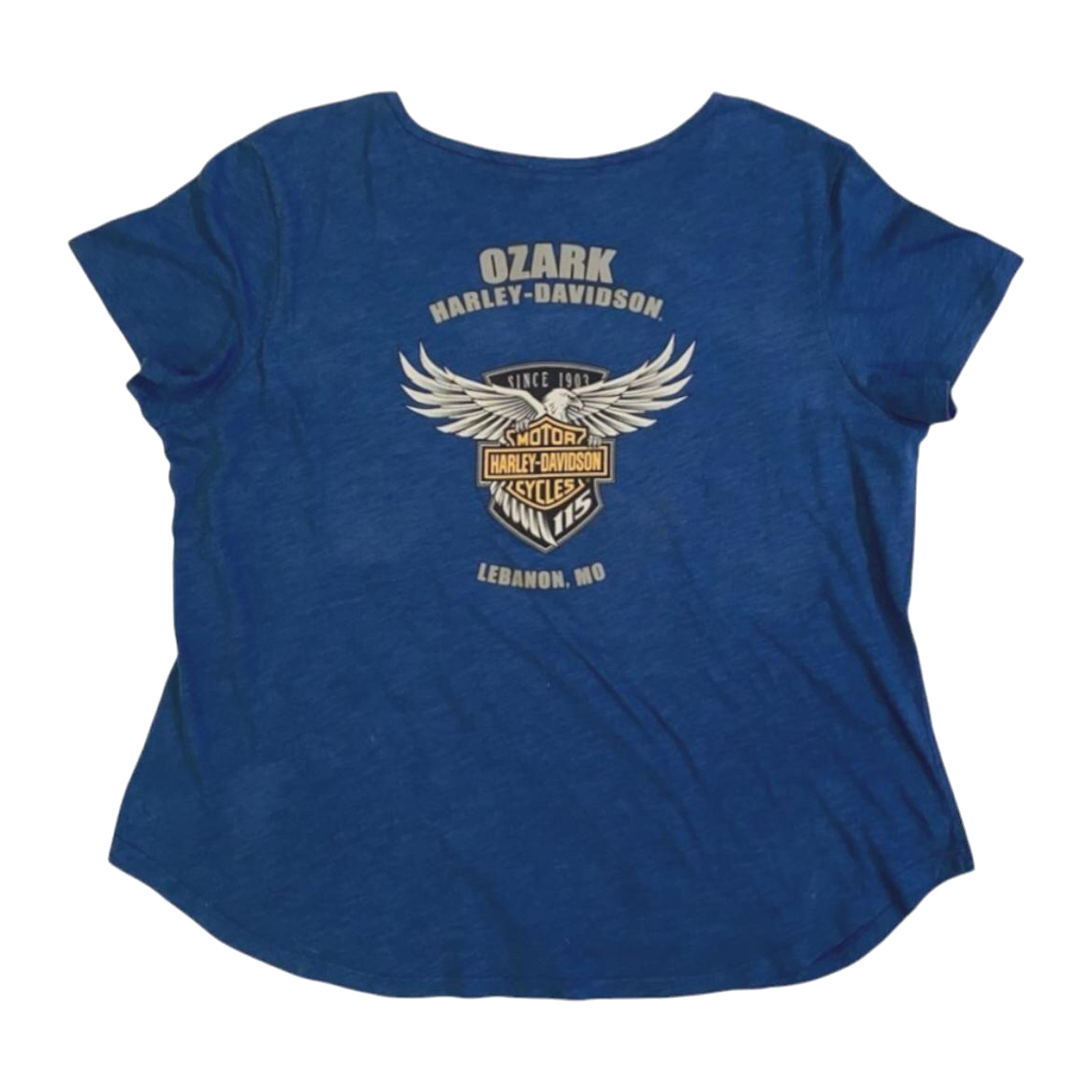 Harley Davidson Women’s Glitter Logo Short Sleeve T Shirt Blue XL