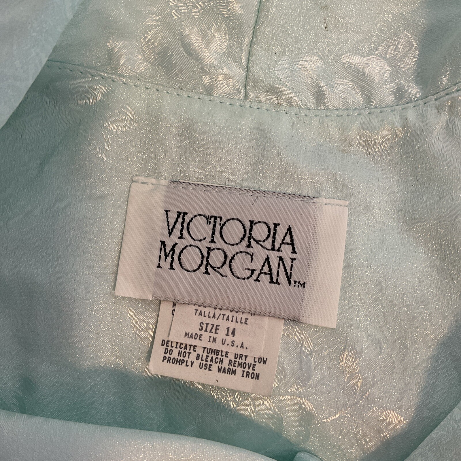 Vintage Victoria Morgan Floral Dress Secretary 80s NOS Belted Shiny Cottagecore