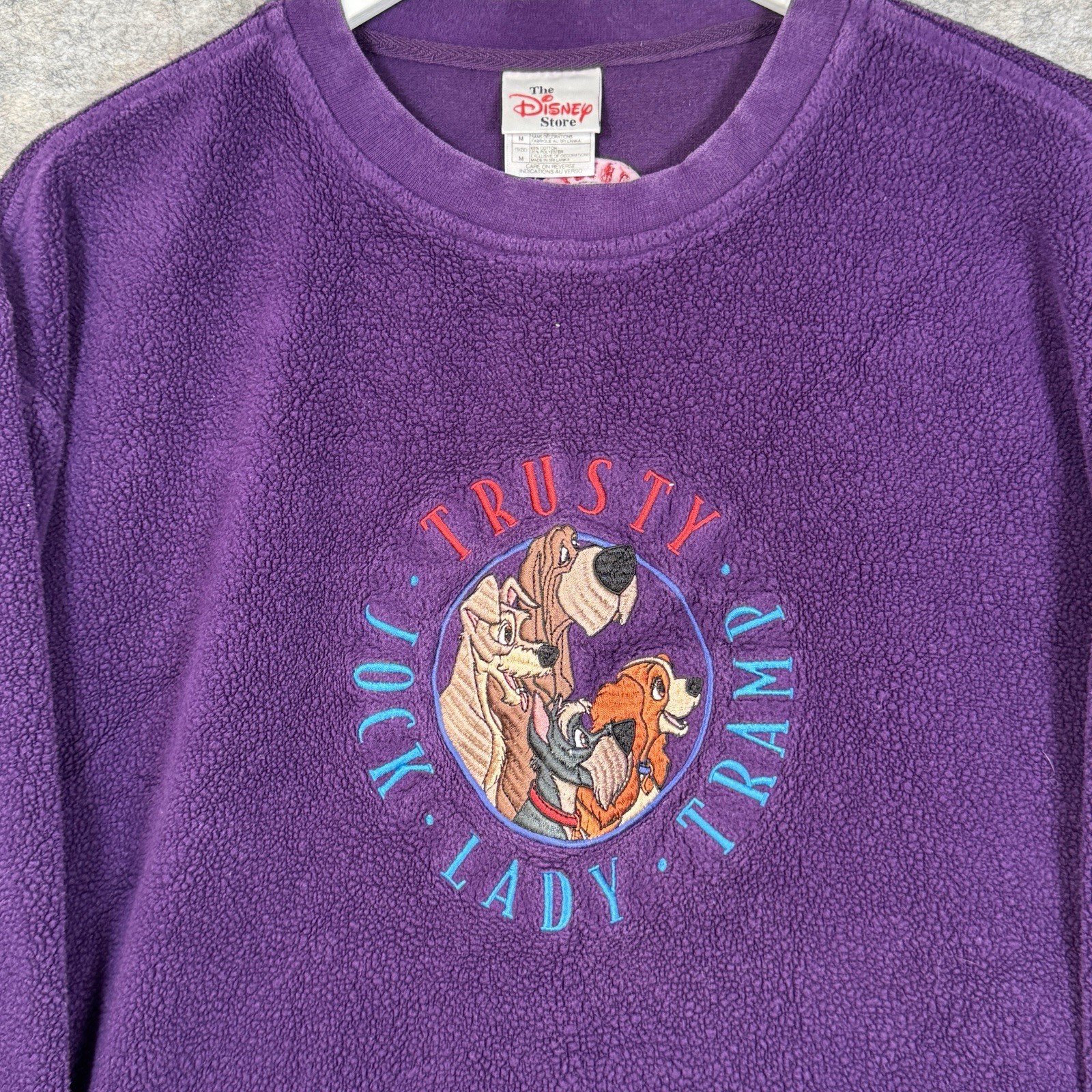 Vintage Disney’s Lady And The Tramp Sweatshirt Womens Size M 23×26 Purple Fleece