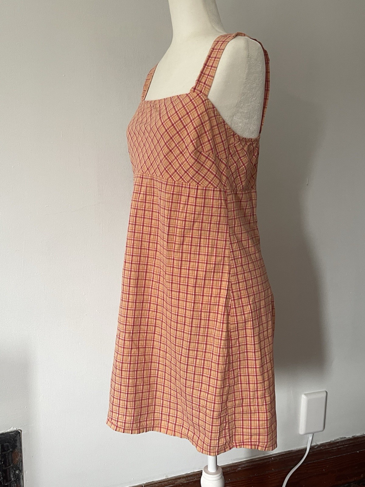 Vintage Y2k Plaid Tank Summer Dress – Pink & Orange Cream Size 11