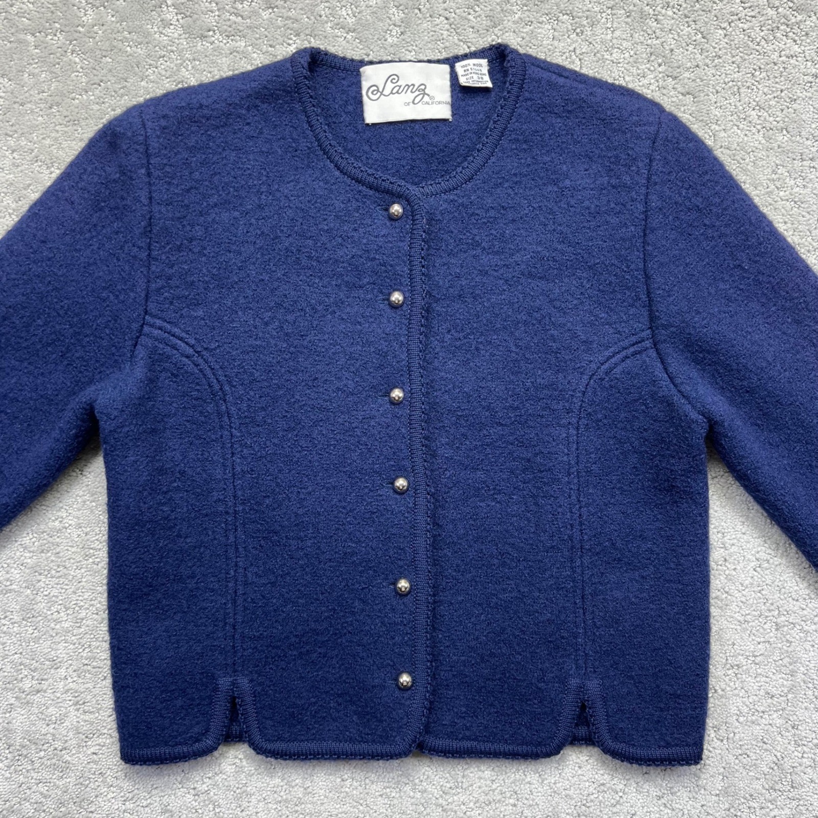VINTAGE Lanz of California Cardigan Sweater Womens 38 Blue 100% Wool Buttons
