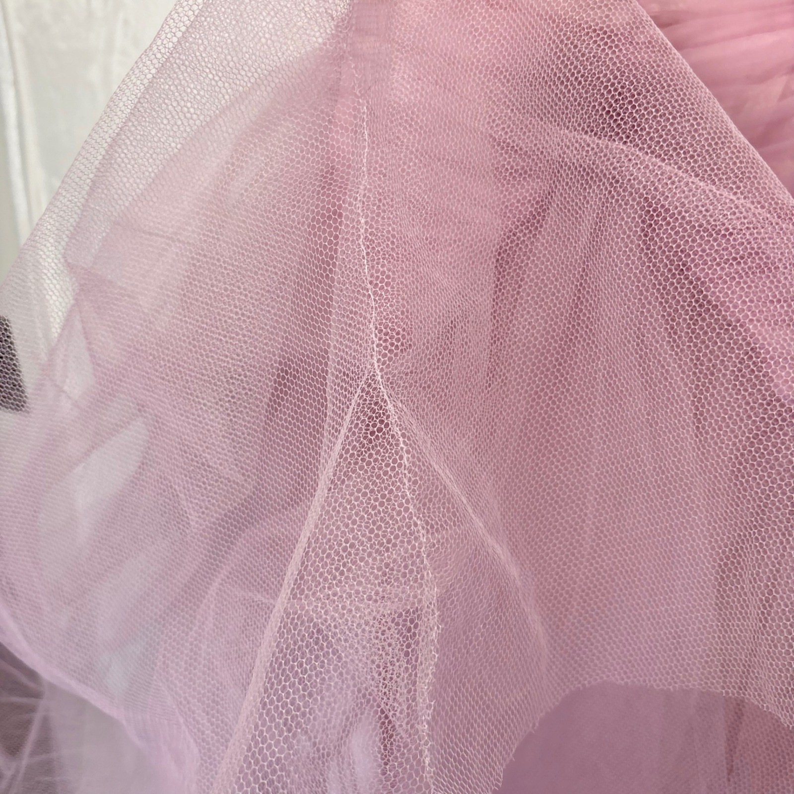 Vintage Lilac Tulle Off Shoulder Tea Length Party Dress Ruched 50s 24 Waist
