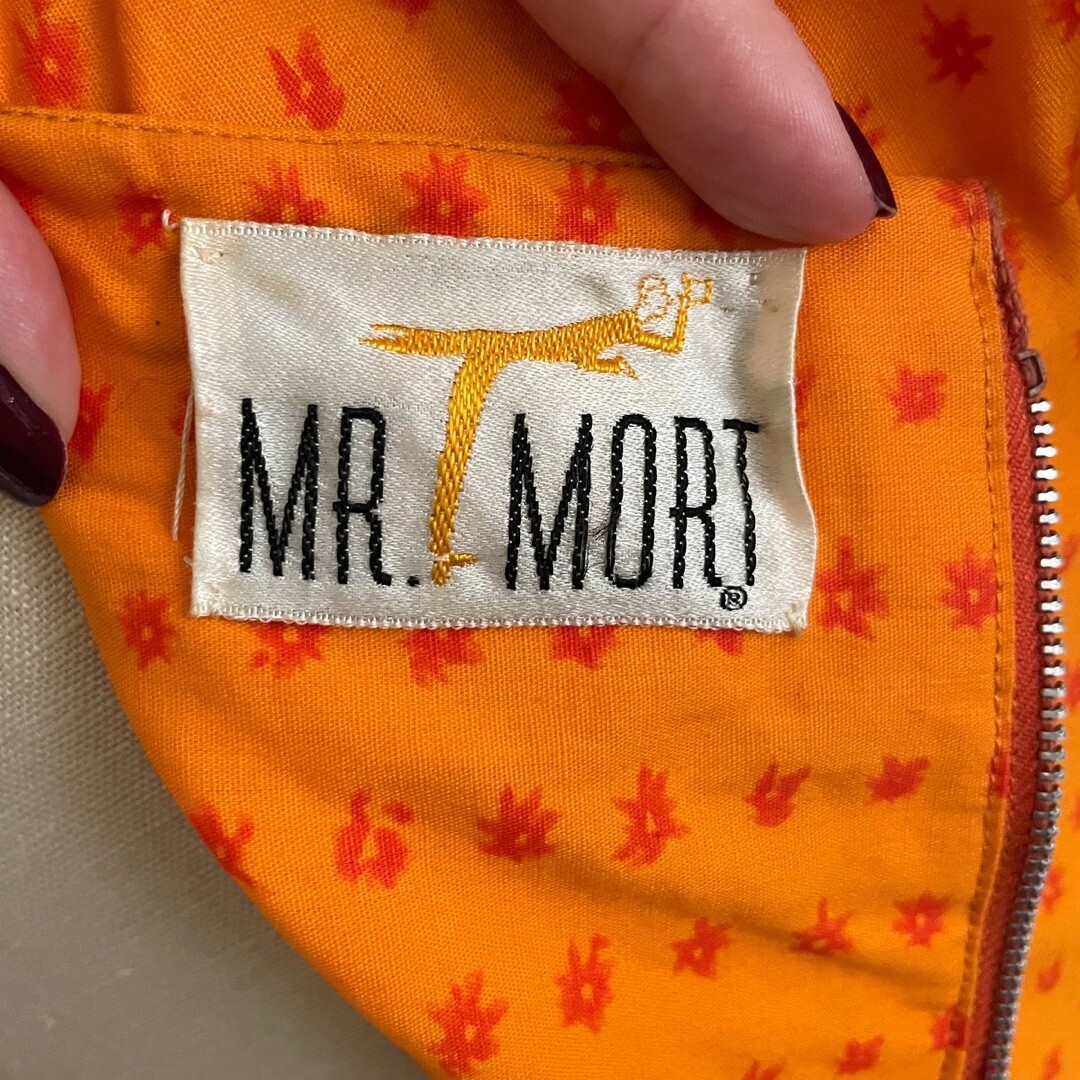 Vintage 50s 60s Orange Dress Mr. Mort Shift Wiggle Bombshell Hourglass AS IS