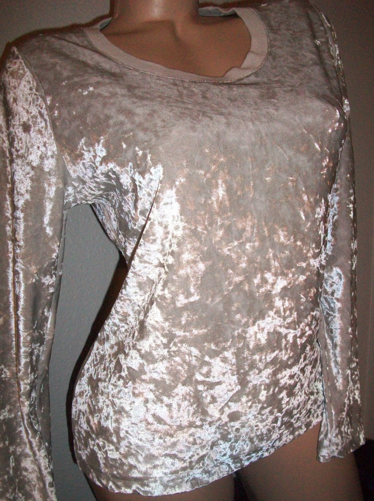 Vtg Fashion Bug Purple Silver Crushed Velvet Pullover Top S