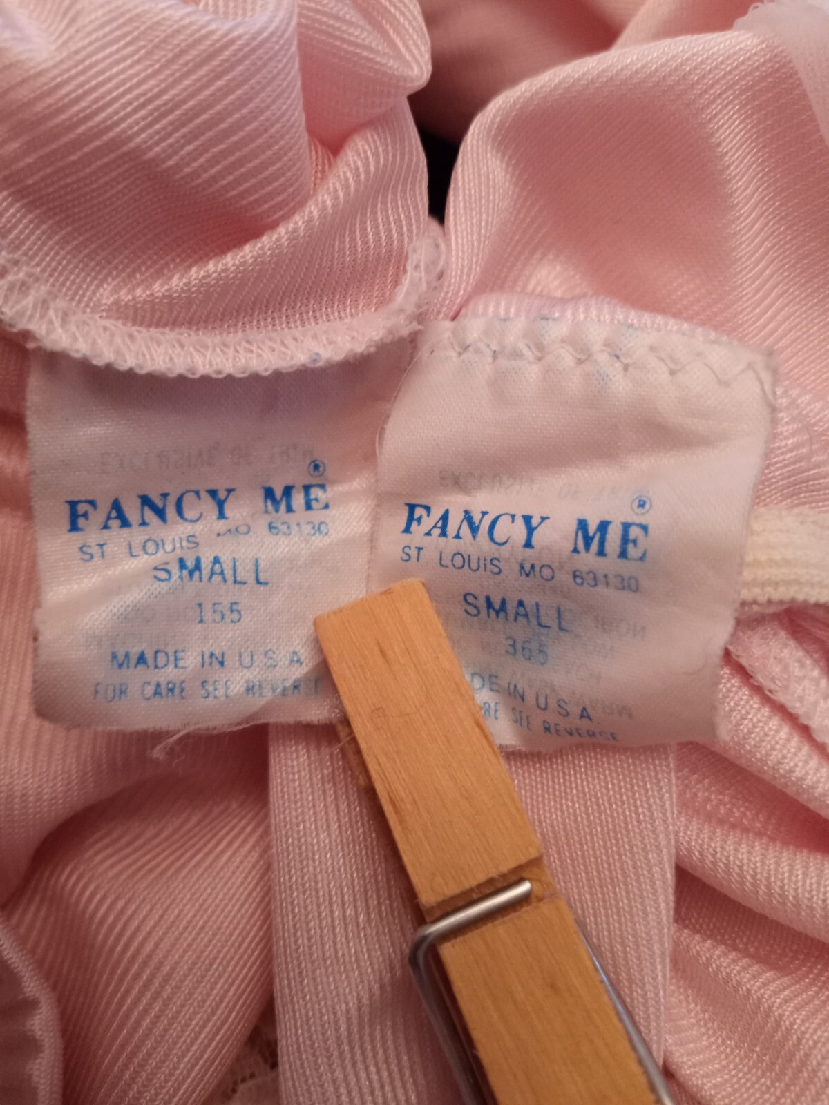 2 Vintage FANCY ME Sz S Pink Nylon Sheer Cream Lace Long Nightgown Slip Dress