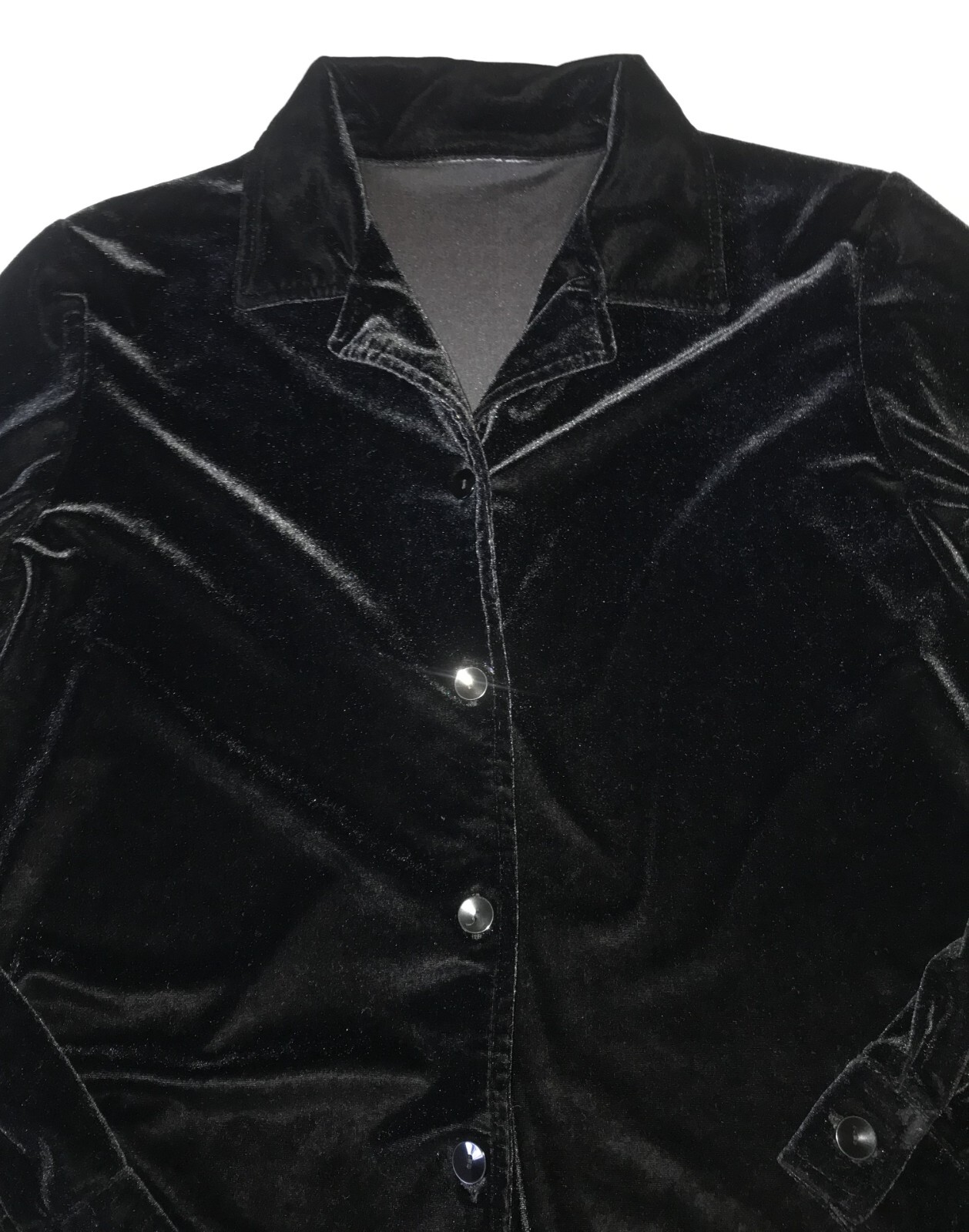 Vintage Womens xl Black Velour Blouse T Velvet – Like Collared Long Sleeve