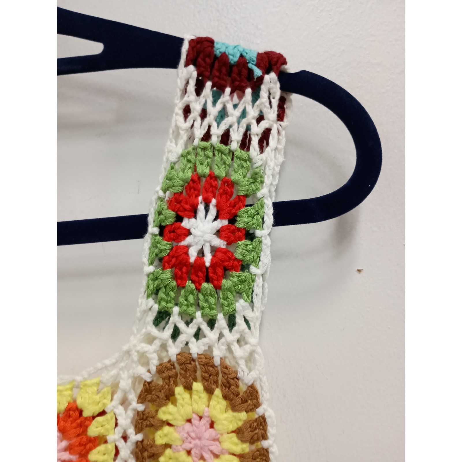 Vintage Crochet Granny Square Crop Top Small Multicolor Y2K Boho Festival