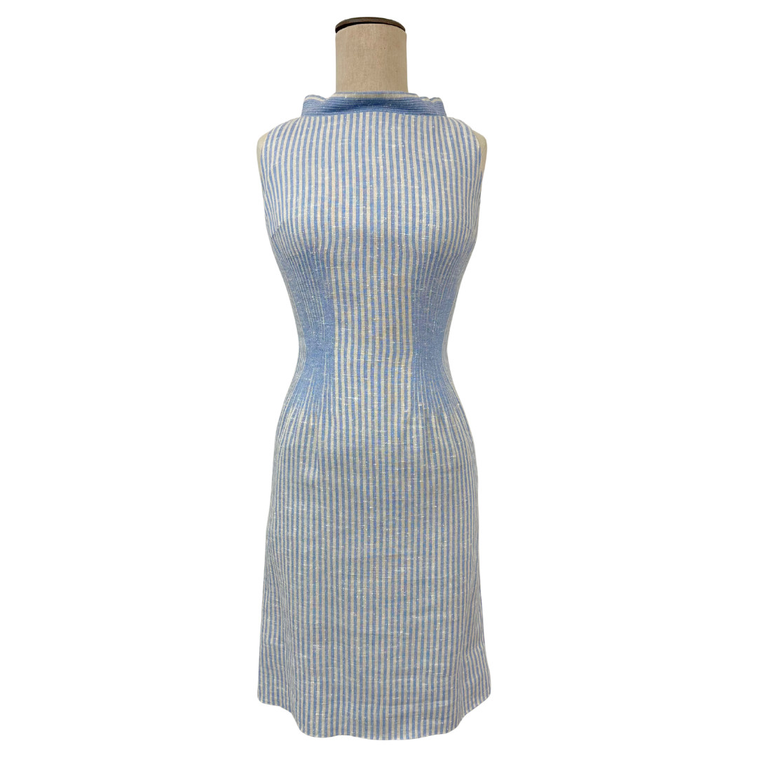 Vintage 1960s Anne Fogarty Blue Striped Wiggle Dress