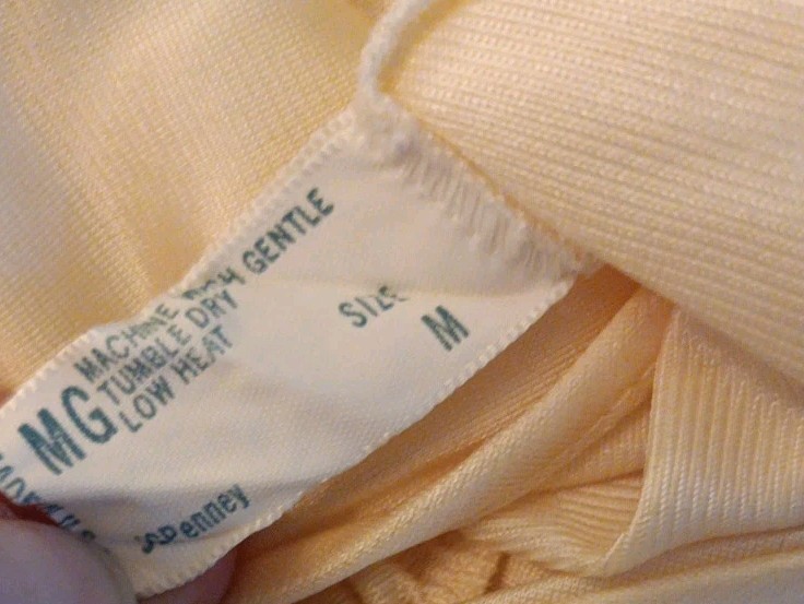 Vtg JC Penney Long Glamorous Cream Yellow Nylon Night Gown Sleeveless Dress