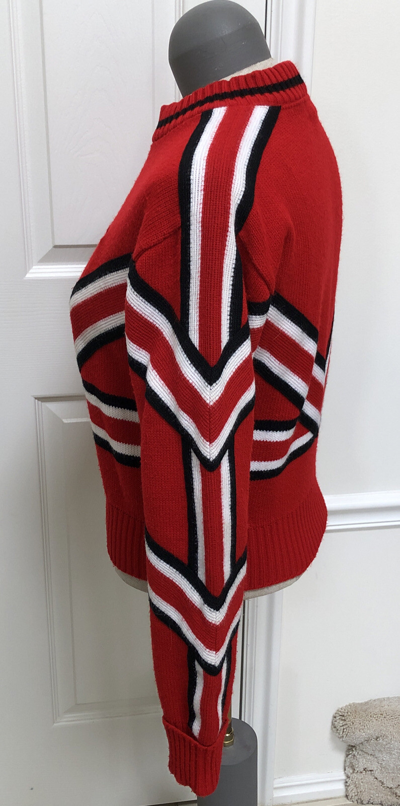 School Cheer Sweater Embroidered WEST Red Knit Gary White Co. USA Sz M VTG