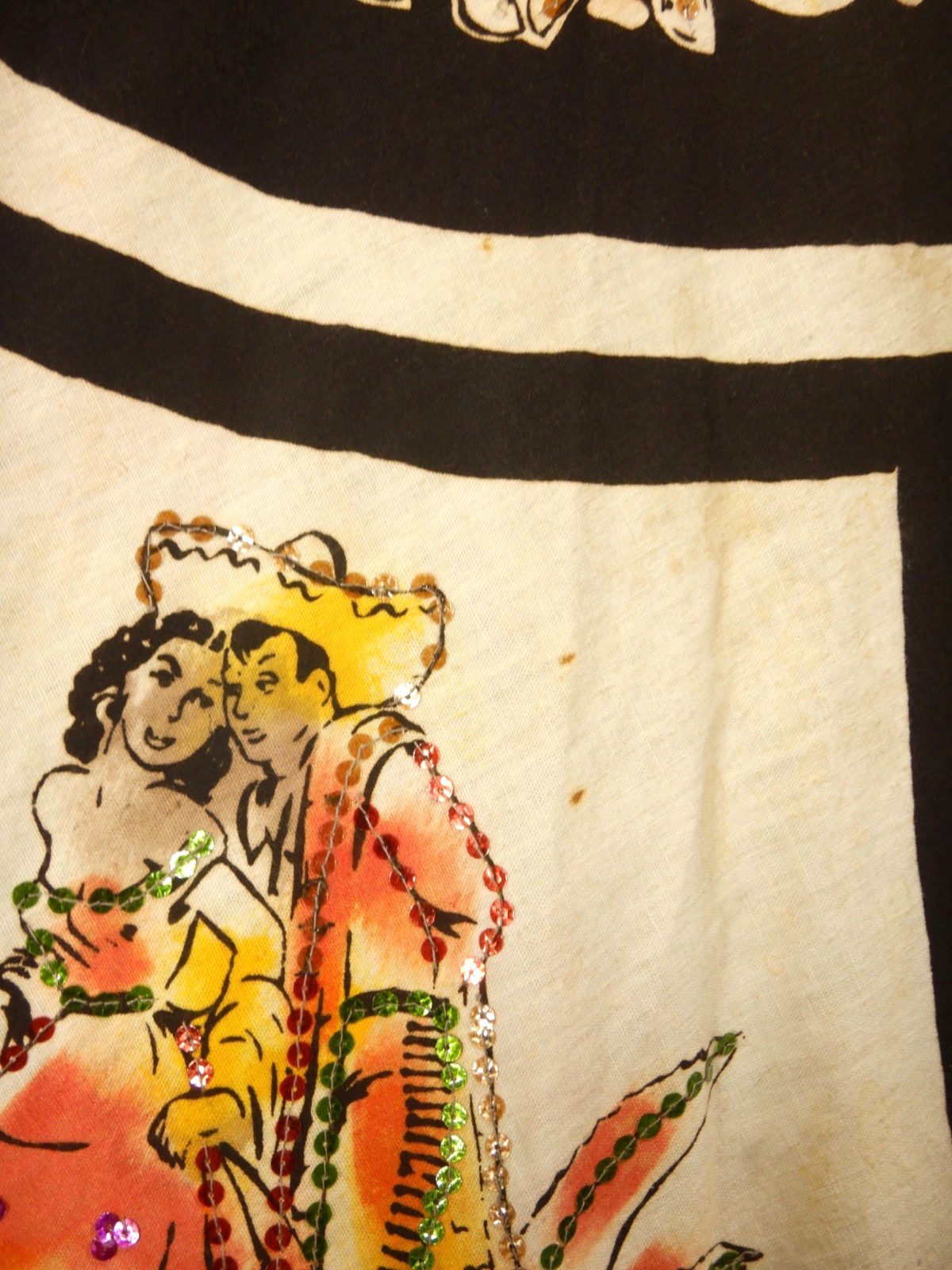 Vintage 1950s Kent Mexican Hand Painted Sequin Circle Skirt