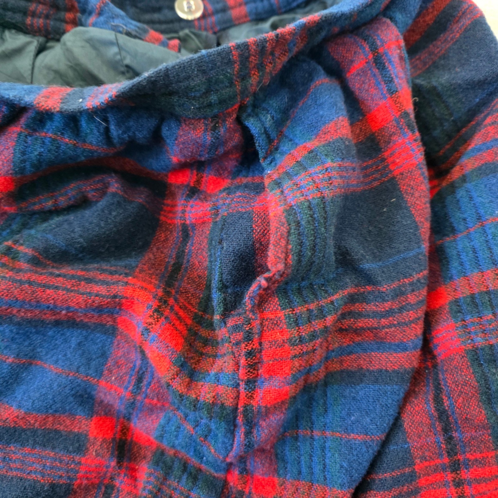 Pendleton Vintage Wool Plaid Midi Skirt Navy Red Green Size 12 Made in USA T528