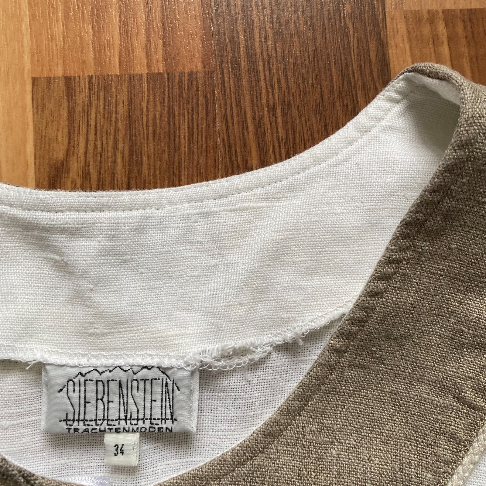 Vintage German Linen Puff Sleeves Blouse Button Front Corset Cottagecore Folk 34