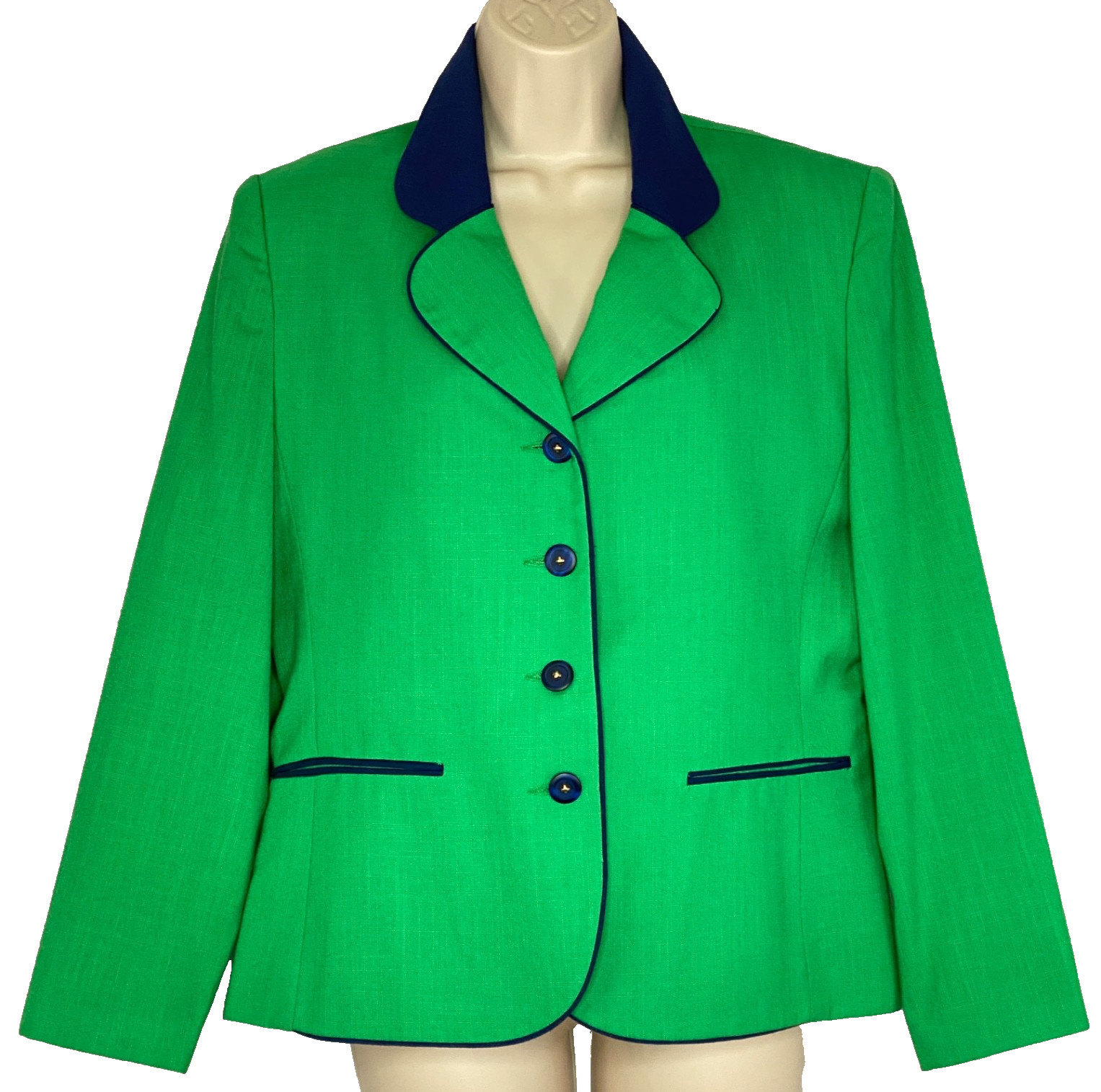 Vintage 1990s Kelly green blazer jacket navy blue HENRY LEE M St. Patrick’s Day